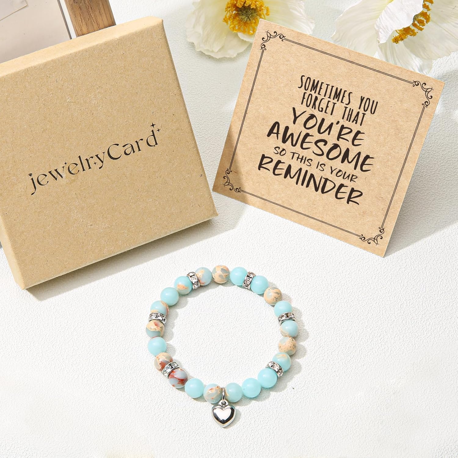jewelrycard Sometimes You Forget Your Awesome Bracelets for Women, Birthday Christmas Gifts for Women Stocking Stuffers for Teen Girl Gifts Trendy Stuff, Inspirational Jewelry for Women Girls - Image 6