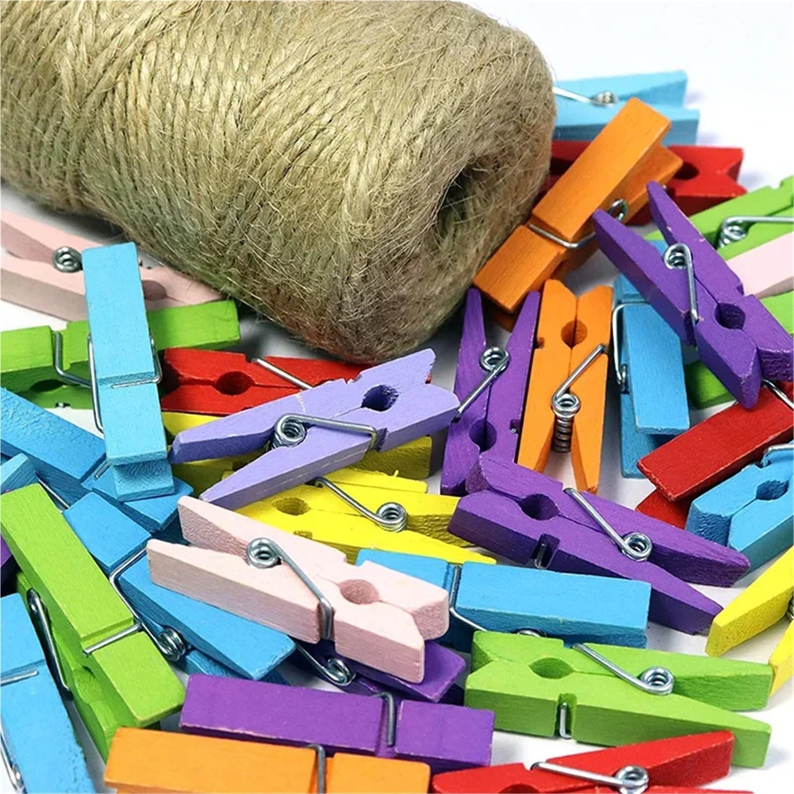 Pinzas de madera de 25/30/35/45/72 mm, clips de madera coloridos, pinzas de madera natural, pinzas para fotos, mini pinzas para ropa (500 unidades, 25 x 3 mm, natural)