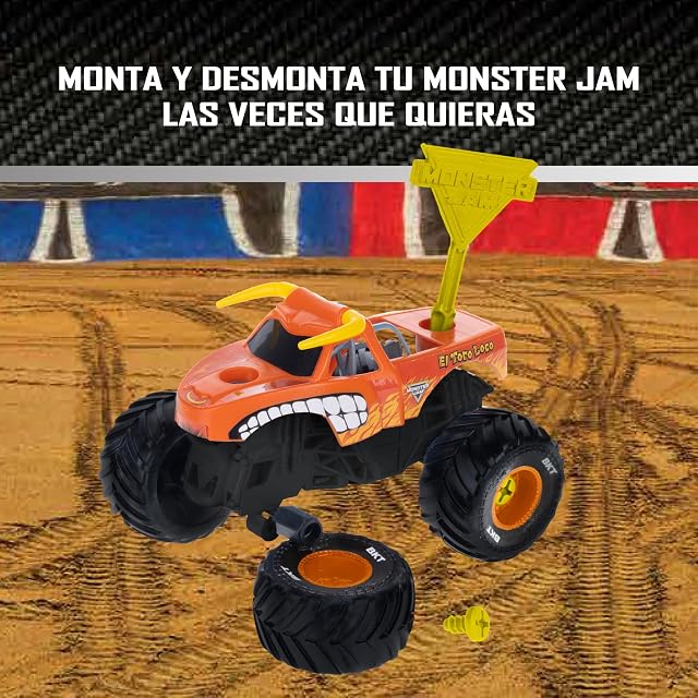 Foto 6 de 7 de MonsterJam Mechanix - Vehículo a Escala 1:32 con Piezas Desmontables, Incluye Destornillador y 4 Ruedas…