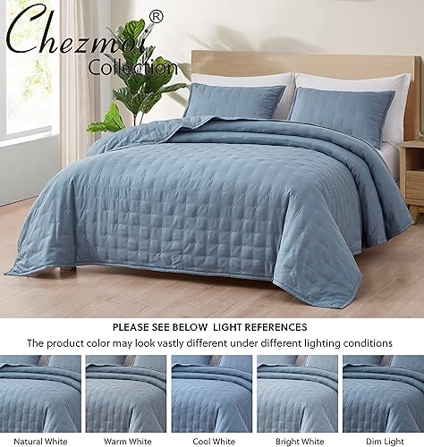 Miniatura 8 de Chezmoi Collection Milo - Juego de ropa de cama de 3 piezas de fibra de bambú suave, Rayón derivado del bambú, Azul Medallion, King