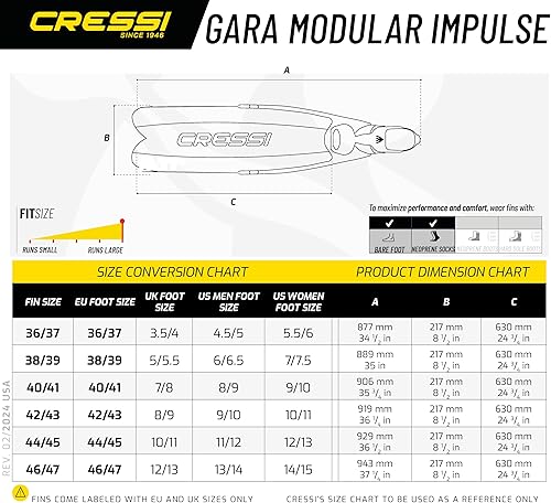 Miniatura 4 de Cressi Gara Modular Impulse Turbo Fins for Freediving with Interchangeable Blades - Designed in Italy