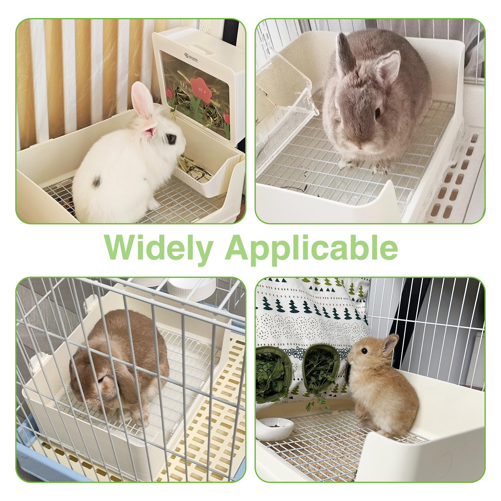 Fhiny Große Kaninchentoilette für Käfig, Kunststoff-Pfanne für Meerschweinchen, mit 6 Einweg-Pads, Töpfchentrainer, Ecktoilettenbox für Kaninchen, Meerschweinchen, Frettchen, Chinchillas, Kleintiere
