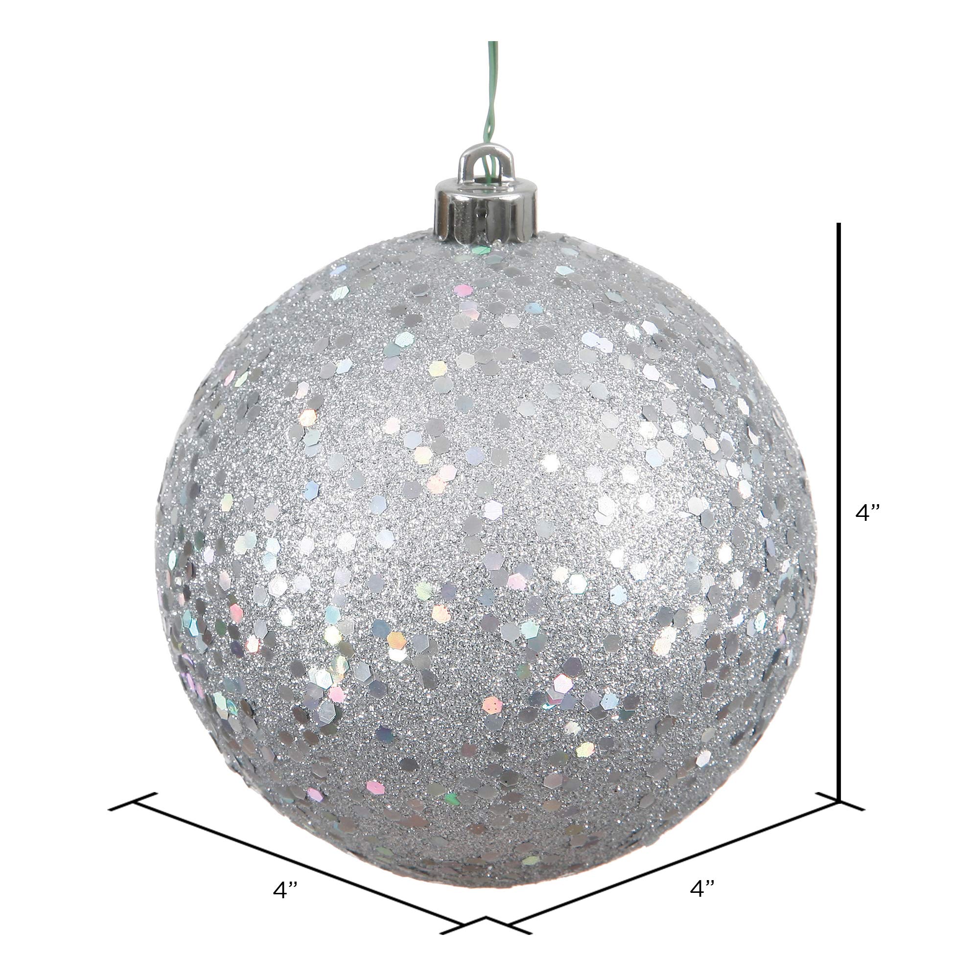 Vickerman Candy Acabado sin Bola Decorativa de Navidad inastillable, Plateado, 10,16 cm