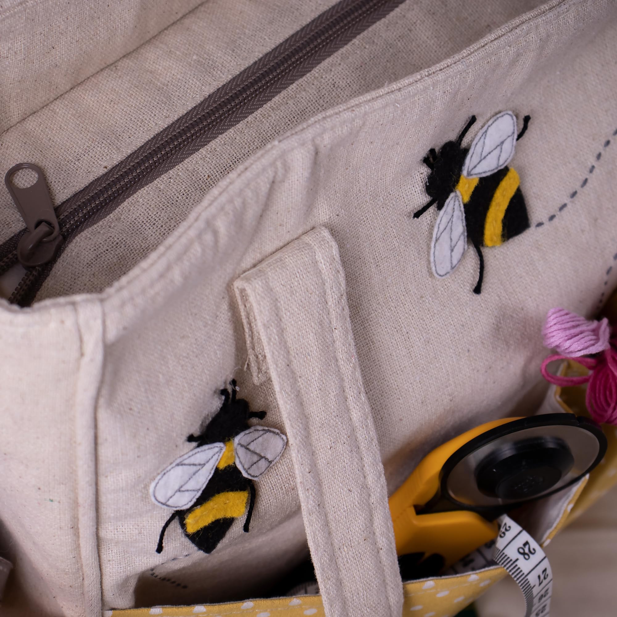 Hobby Gift Sac fourre-tout à bandoulière pour artisanat, passe-temps, couture, Appliqué Abeille