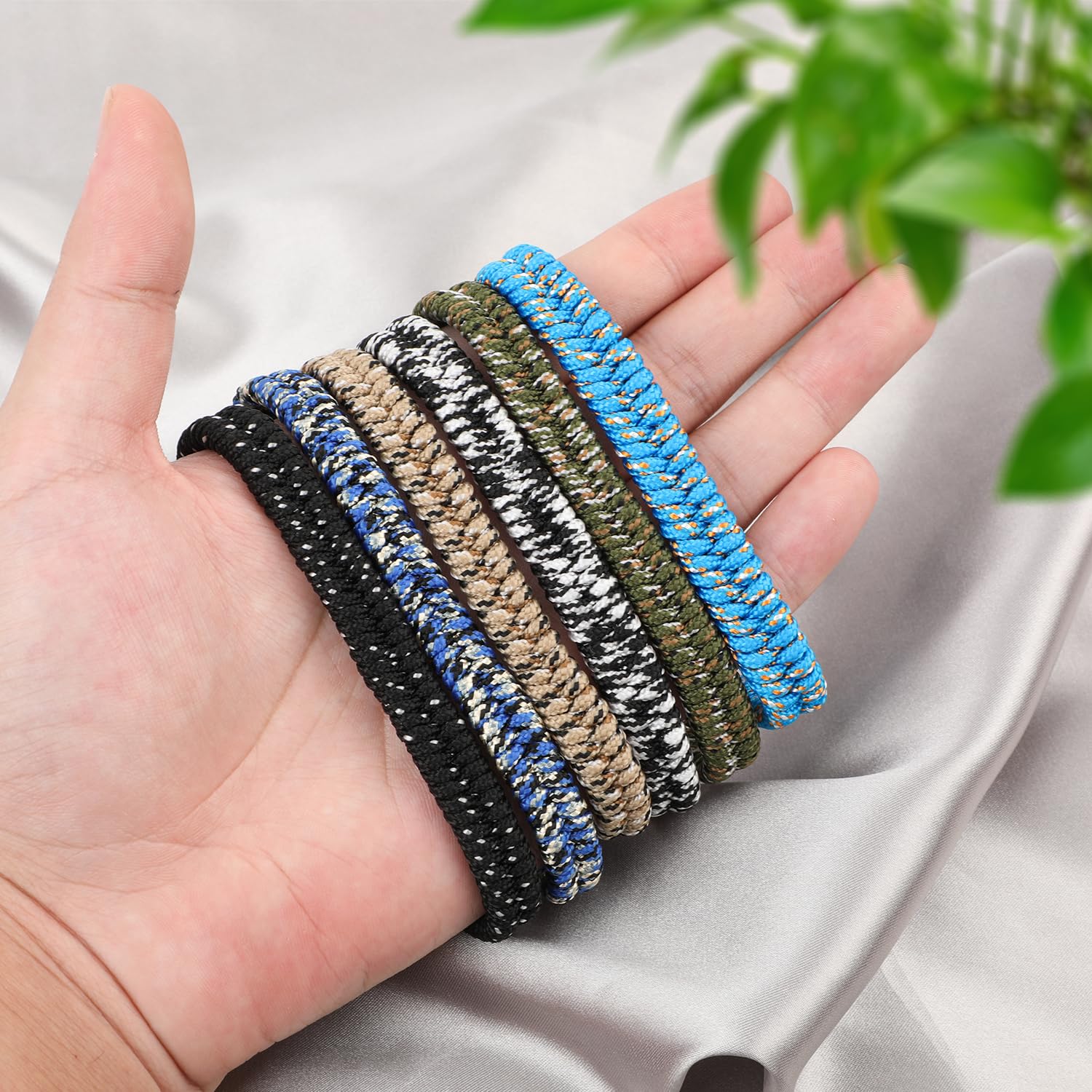 6szt Bransoletek Przyjazni Paracord, Wielokolorowe Meskie Plecione Bransoletki Przyjazni Nastoletnie Wypelniacze Ponczoch Plecione Bransoletki Paracord do Wspinaczki na Swiezym Powietrzu