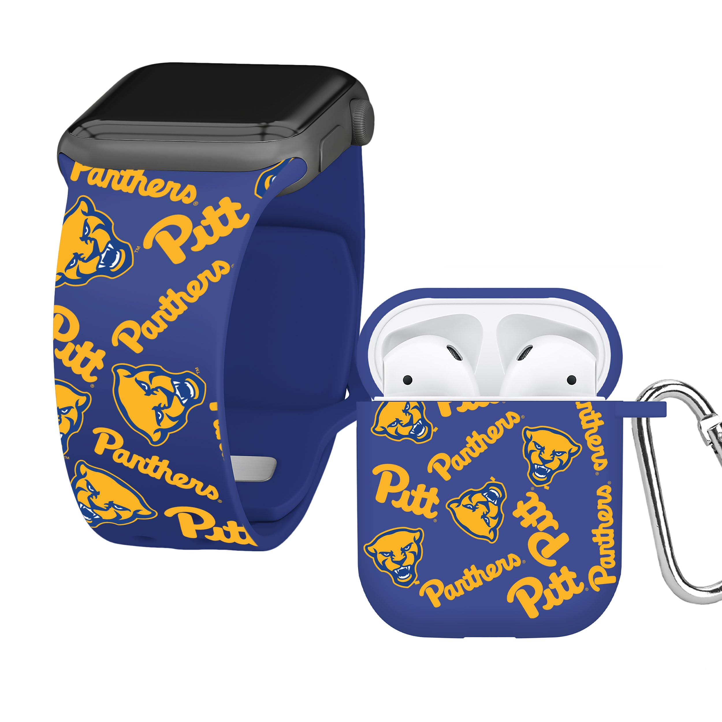 Affinity Bands Pittsburgh Panthers HD Combo Package Compatible with Apple Watch and AirPods Gen 1 & 2 (38/40/41mm Long Random)
