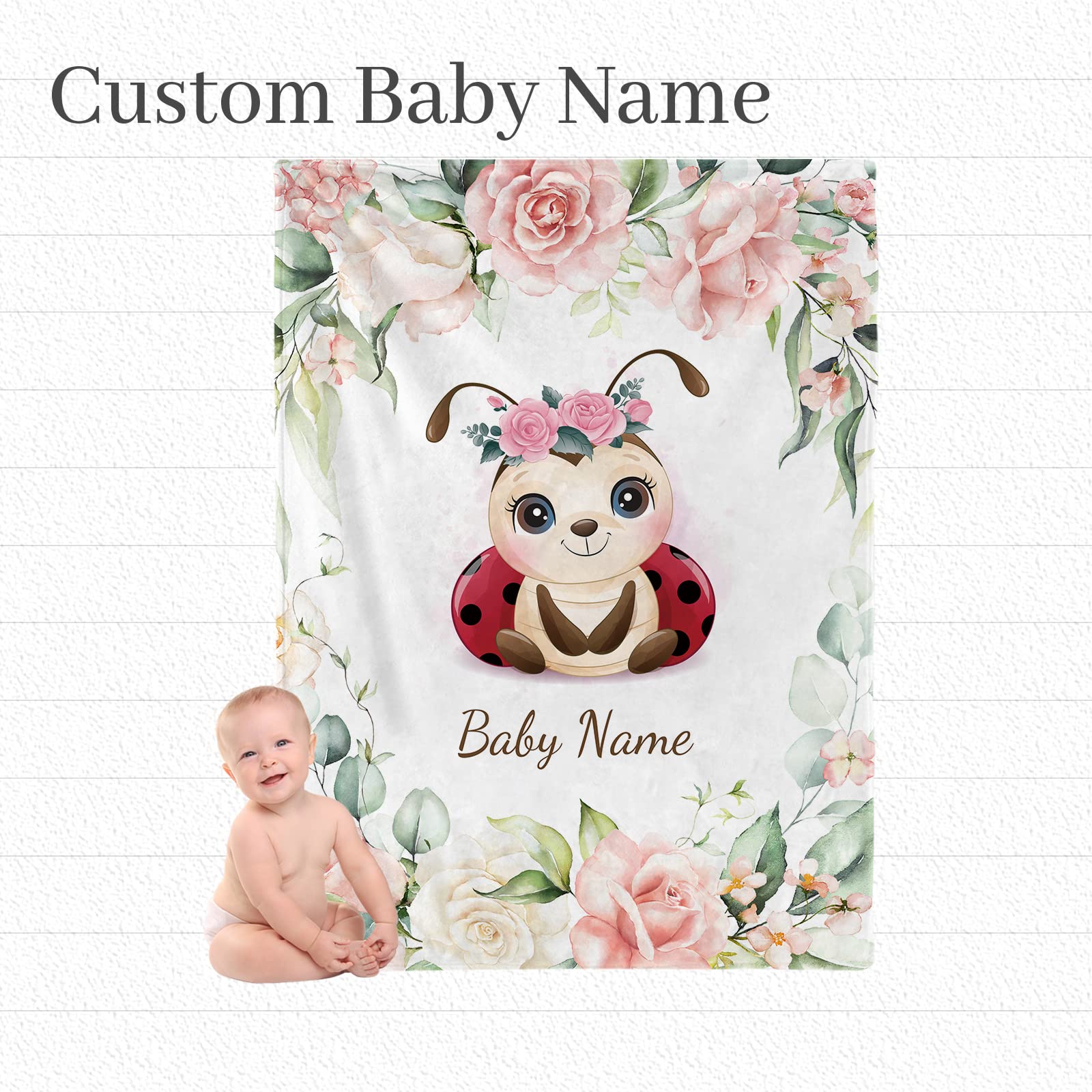 Personalized Baby Blanket With Name - Cute Fox Design Flannel Swaddle Blanket 30x40 Inches - View #4