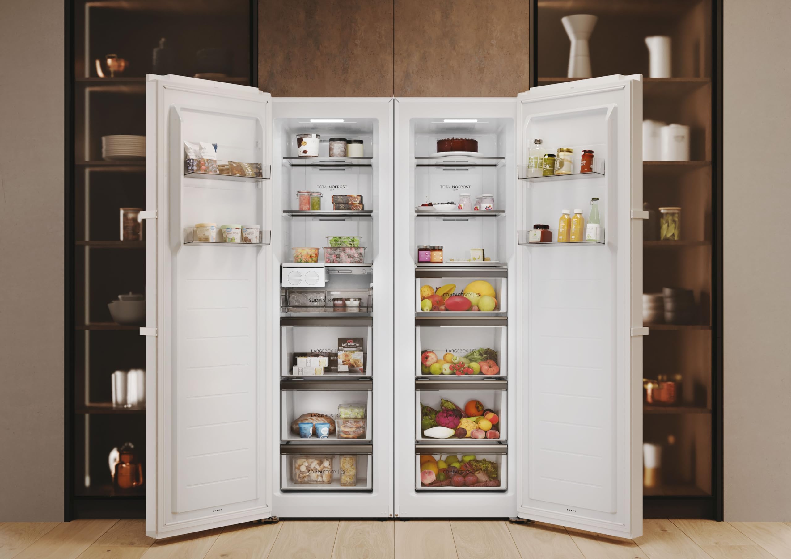 Haier Congelatore con sbrinamento automatico e macchina per cubetti di ghiaccio I Instaswitch H4F306WDH1 I Total No Frost congelatore, capacità 301 l, utilizzabile anche come frigorifero I Freezer con