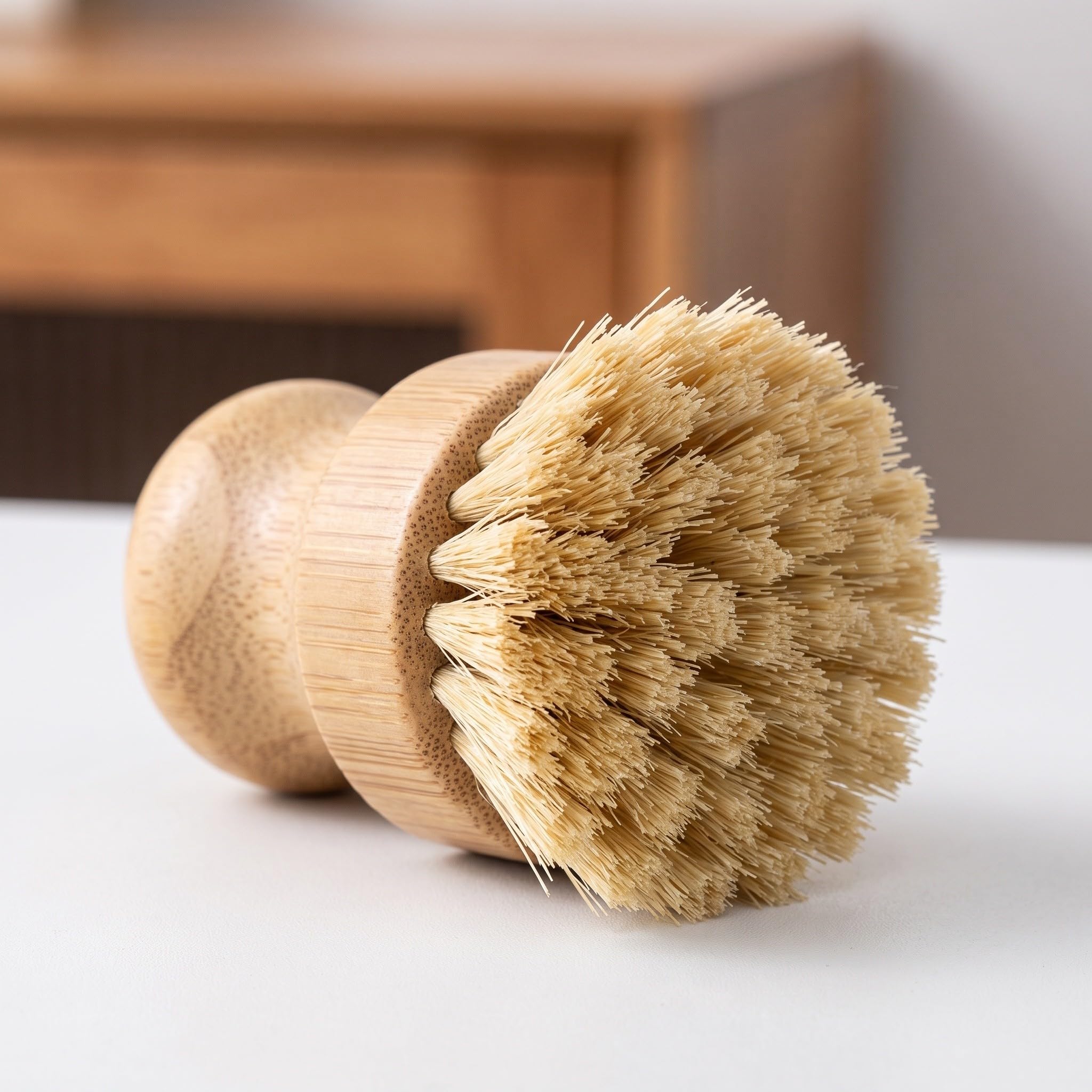 INOOMP Ensemble de 12 brosses à Vaisselle en Bois, Poils en sisal