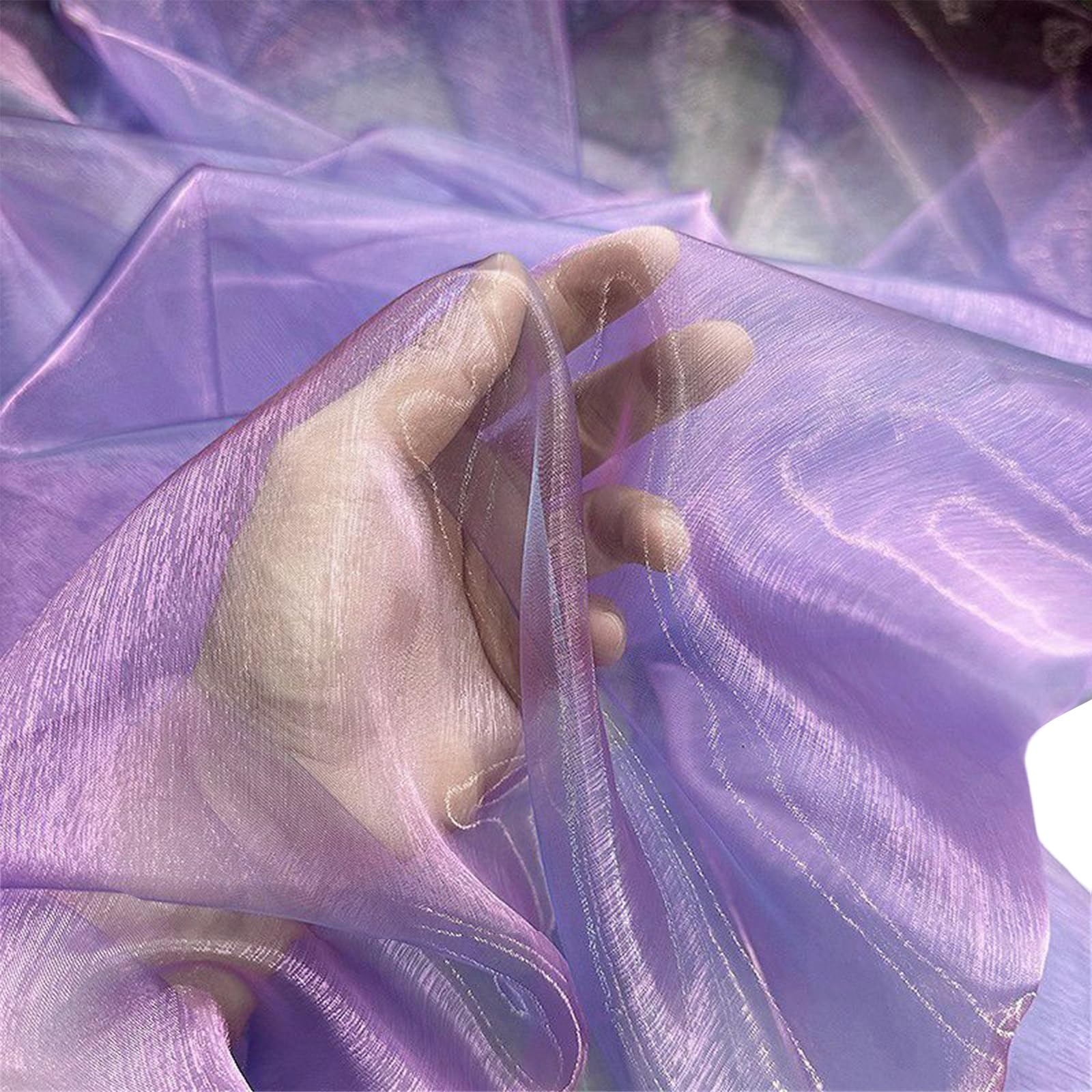 Kalttoy Shimmering Organza Fabric 50x140cm Gradient Color Tulle Cloth for Evening Dress Costume Dressmaking Sewing Craft Project Metallic Organza Cloth Wedding Dress