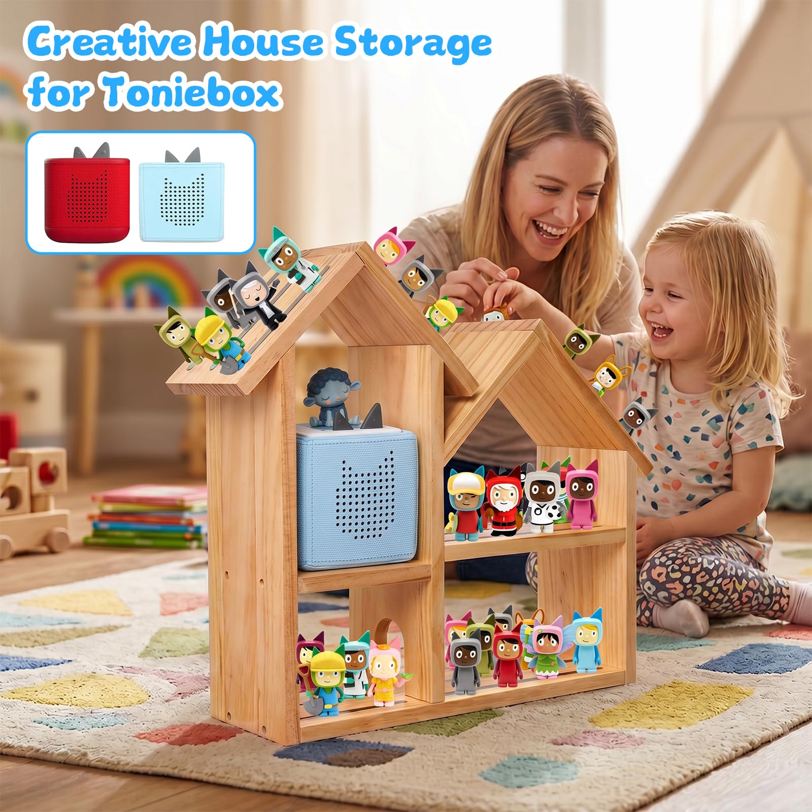 Gieanoo für Tonies Regal Kompatibel mit Toniebox 2/1, Magnetische Tonies Aufbewahrung für 30–40 Toniebox Figuren, Tonies Organizer Aufbewahrung aus Holz, großes Regal für das Kinderzimmer