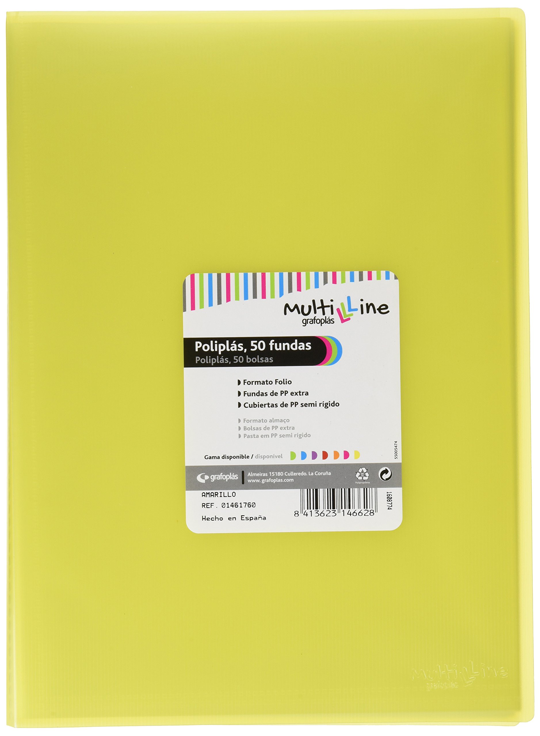 Grafoplas Foolscap Folder Polypropylene Cover Multiline 50 Yellow