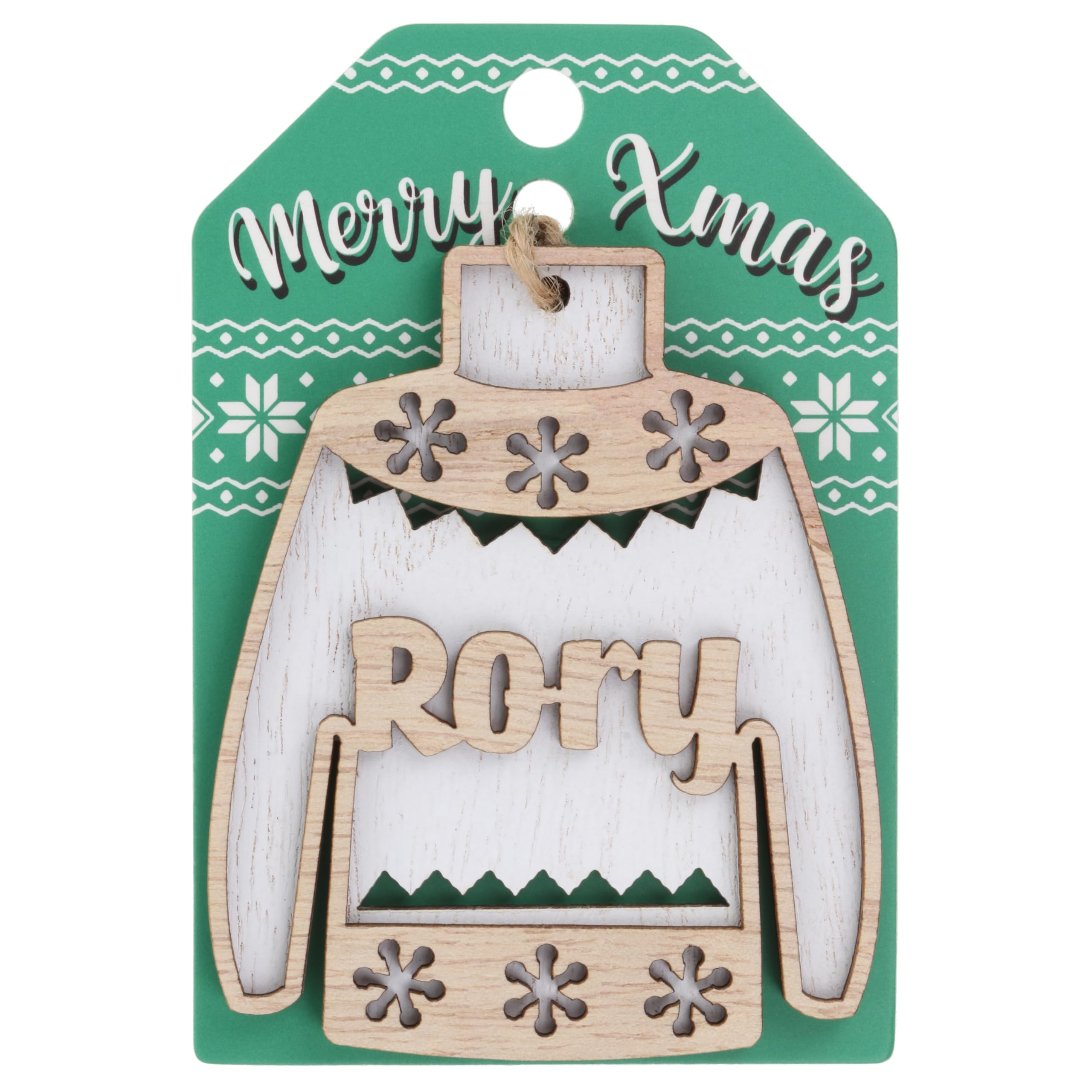 Stands Out, Supplying Outstanding Gifts Rory Name Christmas Jumper Wooden Tree Decoration Personalised Bauble Xmas White