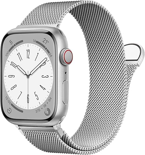 Miniatura 2 de Correa milanesa de metal compatible con Apple Watch Band de 1.496 in, 1.575 in, 1.614 in, 1.654 in, 1.732 in, 1.772 in, 1.772 in, correa magnética