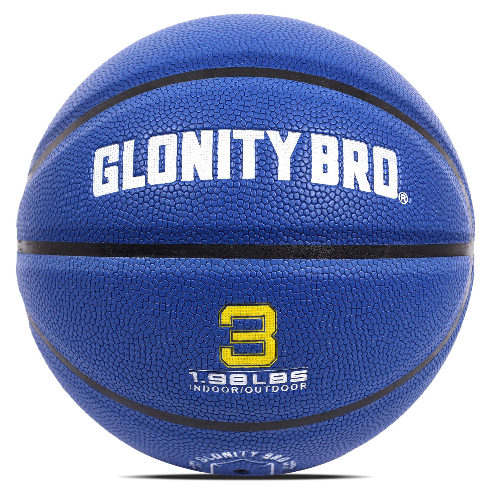 Glonity Bro Weighted Training Basketball 22.2" Size 3 Black Small Heavy Training Ball Durable & Wear-and-Tear Resistant Dribbling Trainer for Indoor or Outdoor (Blue White, 1.98LBS - Size 3-22.2")