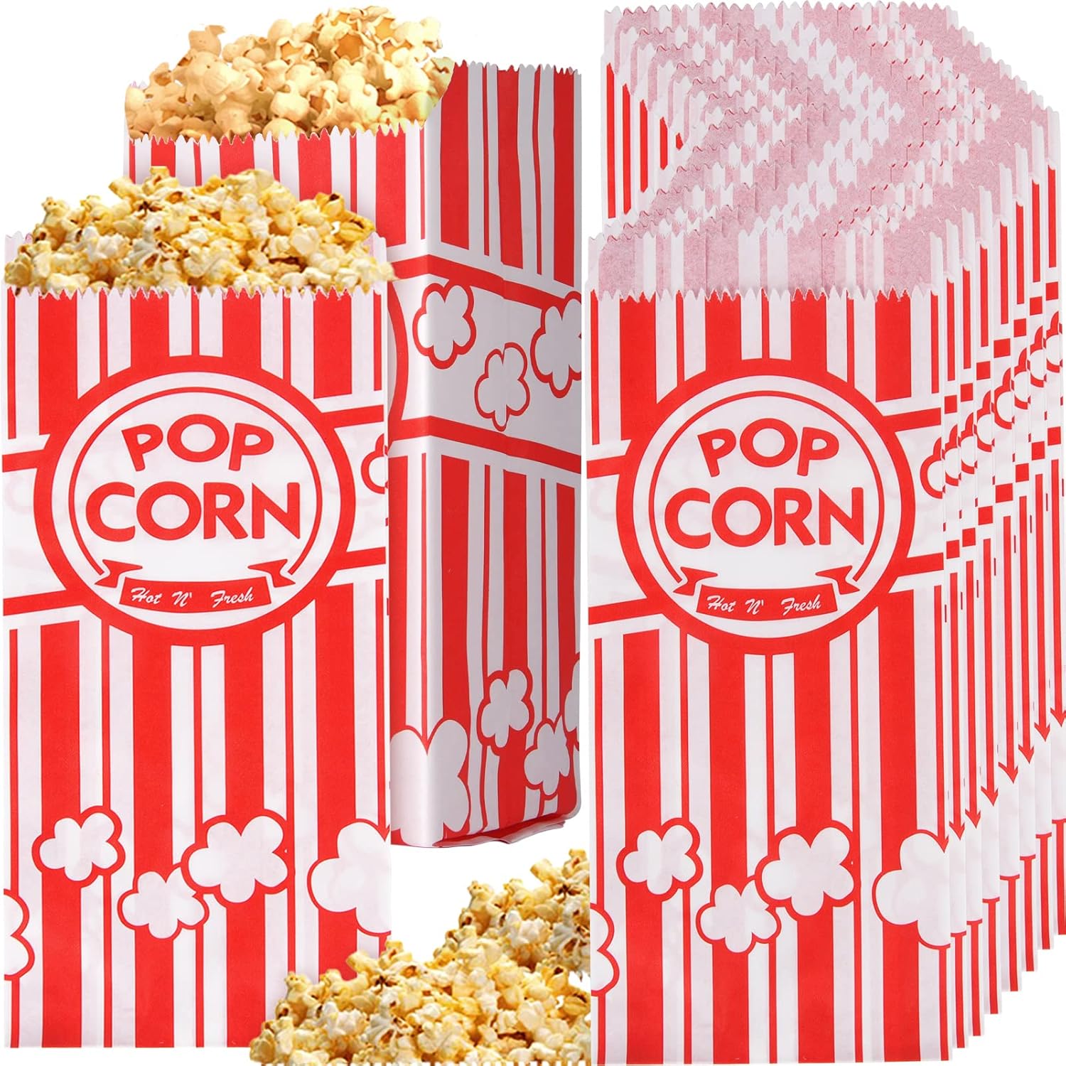 100 Pieces Paper Popcorn Bags, 1 oz Popcorn Bags Individual