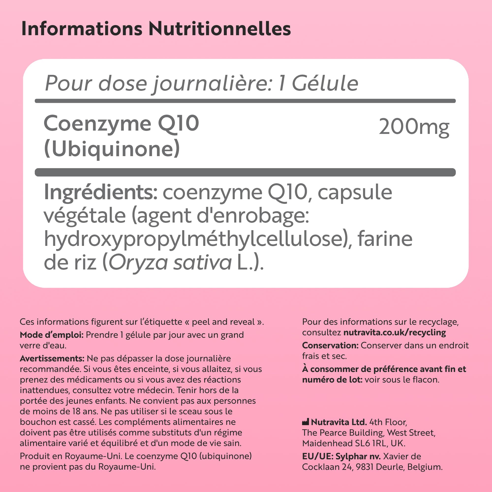 Nutravita Coenzyme Q10 200mg par Capsule - Cure de 4 Mois, 120 Capsules Vegan Fortement Concentré - Coq10 - Q10 Coenzyme