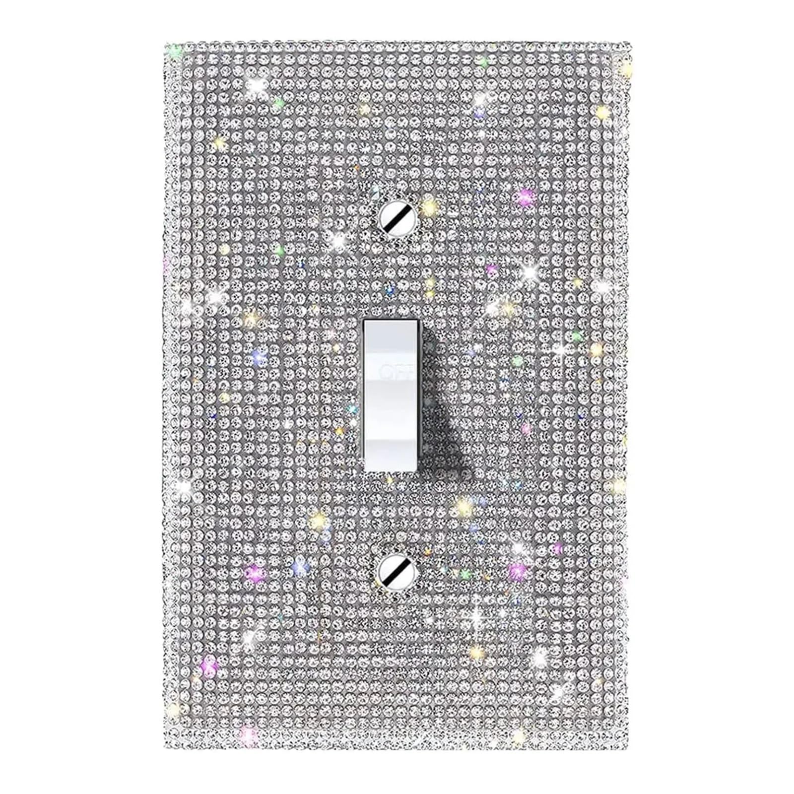 Light Switch Surround 4pcs Rhinestone Switch Plate Covers Glitter Diamond Wall Plate US Standard Rectangle Crystal Decor