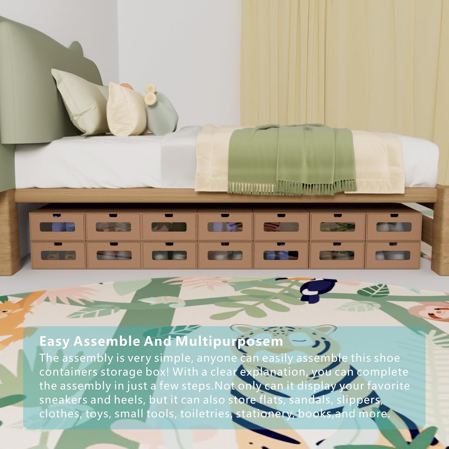 12 Pack Shoe Storage Bins Big Size(13.8'' x 9.6'' x 5.7''),Waterproof Storage Boxes,Shoe Containers For Sneaker Display,Hat Organizer,Stack-able Cardboard Boxes,with Marking Labels,Transparent Window