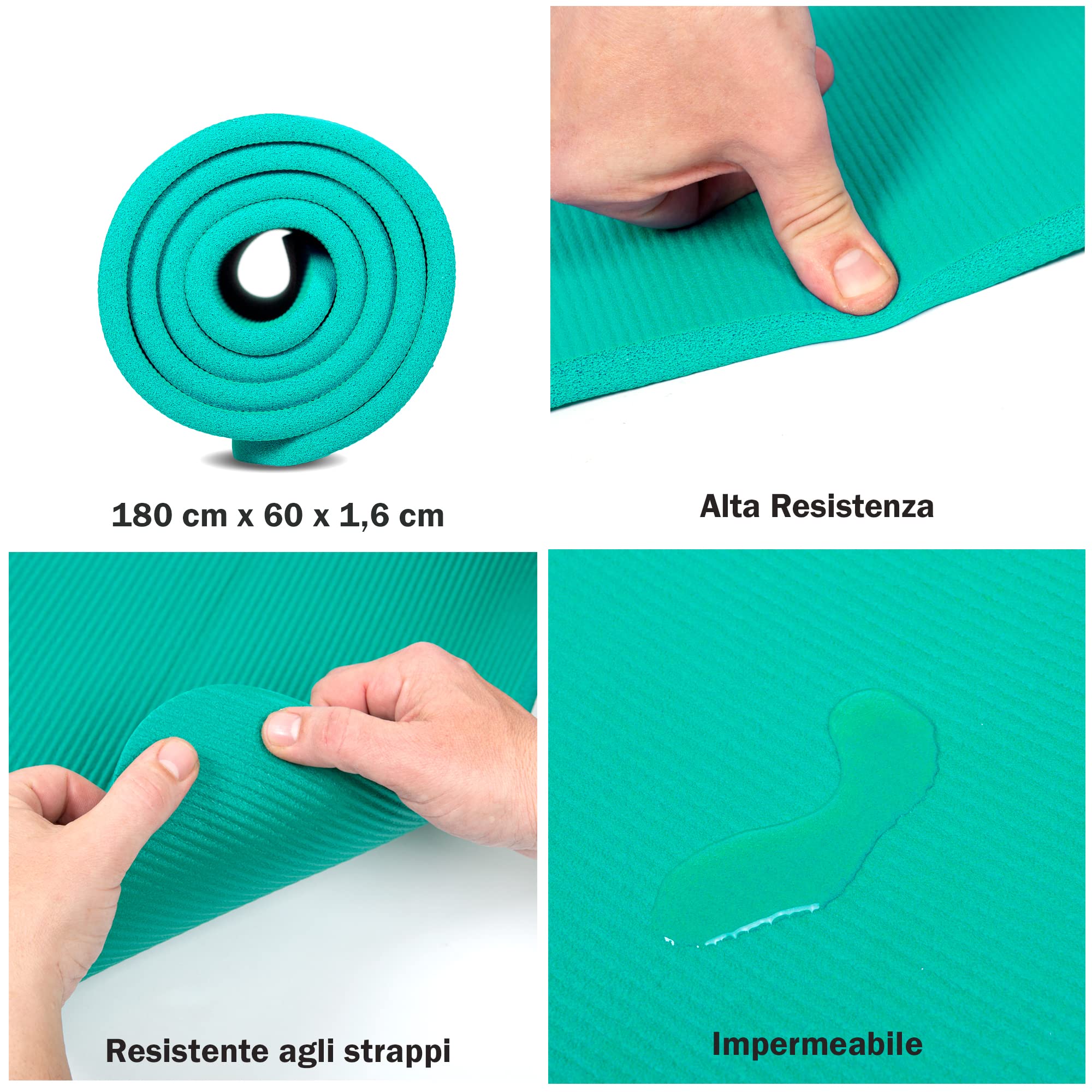 Gima 47080 Materassino con Fori, 180x60x1.6 cm, Verde