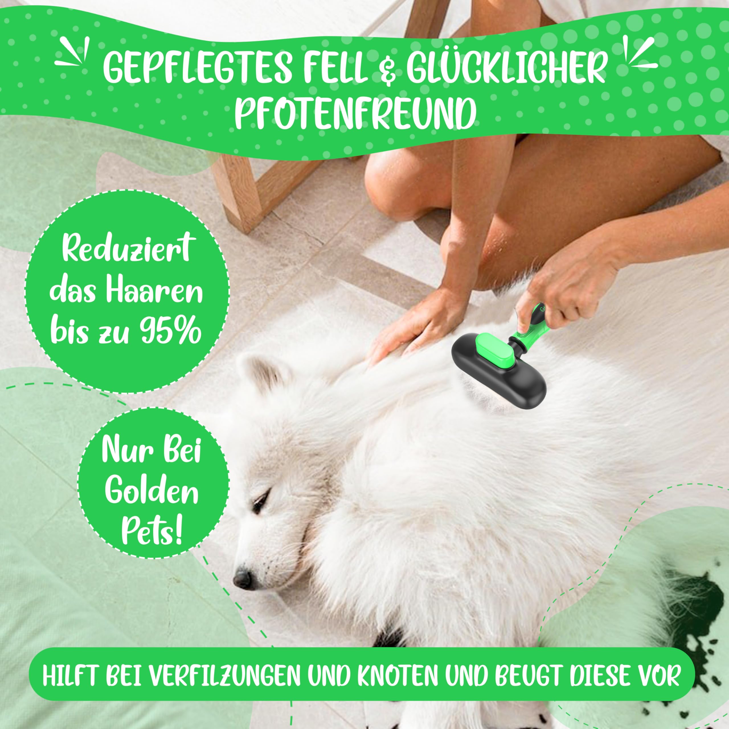 Cepillo autolimpiante para la ropa interior, cepillo para perros de pelo largo y gato, pelo largo, peine para la parte inferior elimina la capa interna y enredos, elimina nudos – Cepillo para cambio