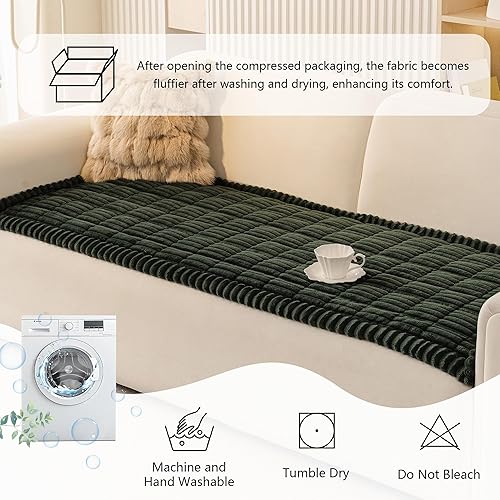 Miniatura 7 de MEETSKY Fundas verdes para sofá de 2 cojines, funda de sofá antideslizante para perros, lavable, fundas de sofá suaves y protectoras para mascotas,