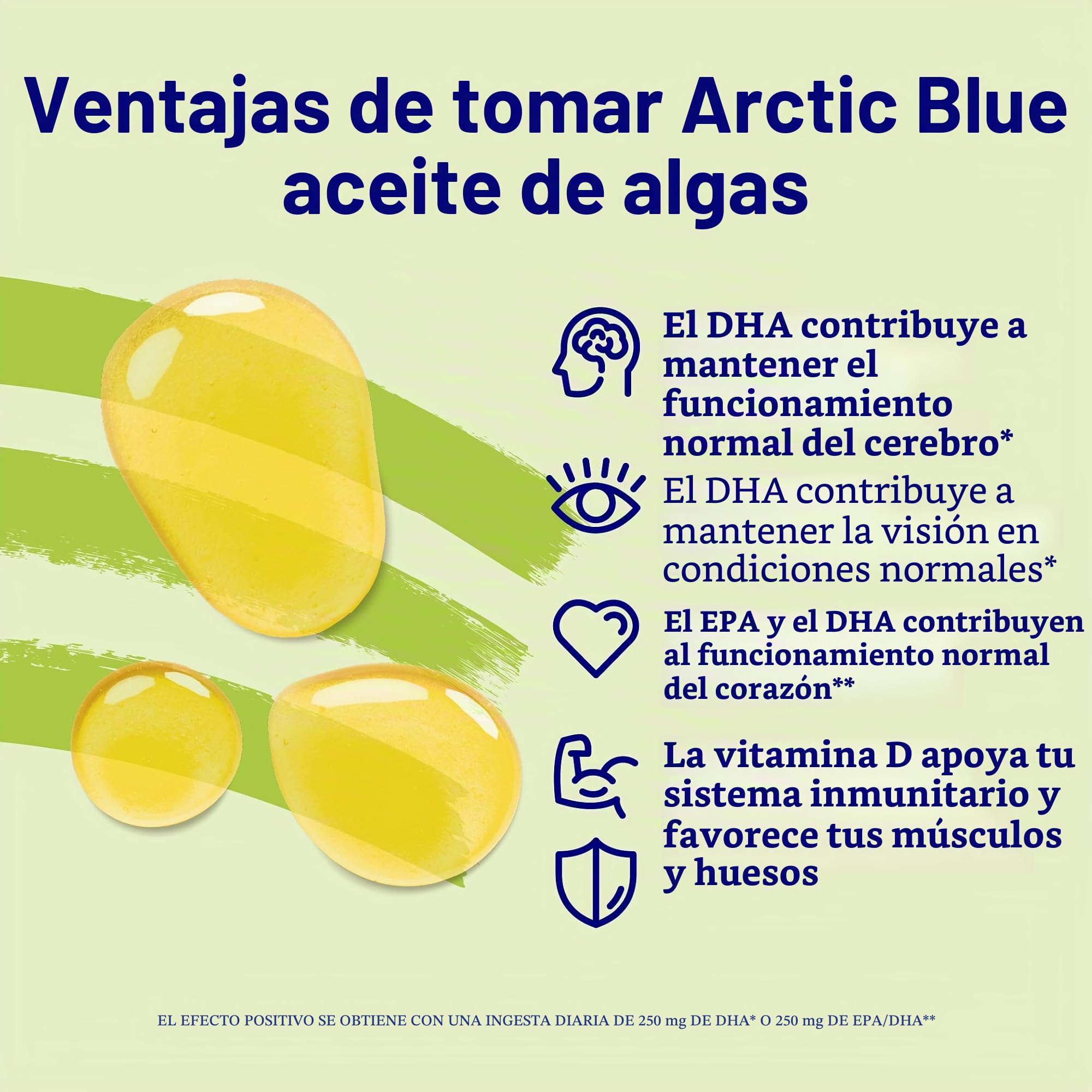 Arctic Blue Aceite vegano Omega 3 Premium – 150 ml – 250 mg DHA & 125 mg EPA & 250 mg ALA por porción – Contiene aceite de algas y aceite de cáñamo, con vitamina D, alta dosis, vegano y líquido