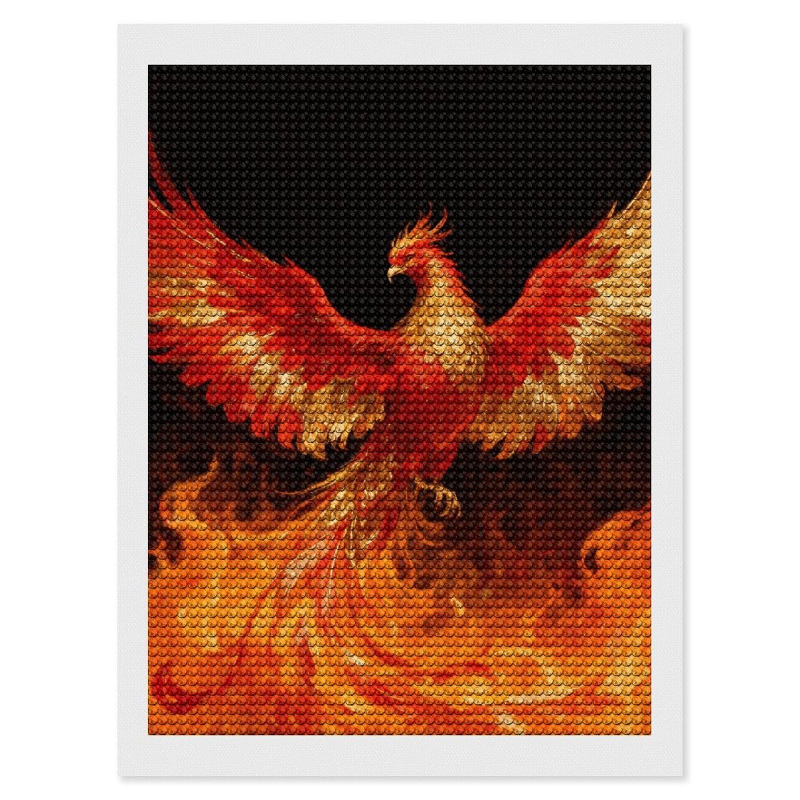 DWVTSLH Phoenix in Flames Diamond Painting Kits for Adults, Personalized Diamond Photo Art Full Drill, DIY 5D Diamond Art Painting Kits for Beginners, Home Wall Decor 12"x16"