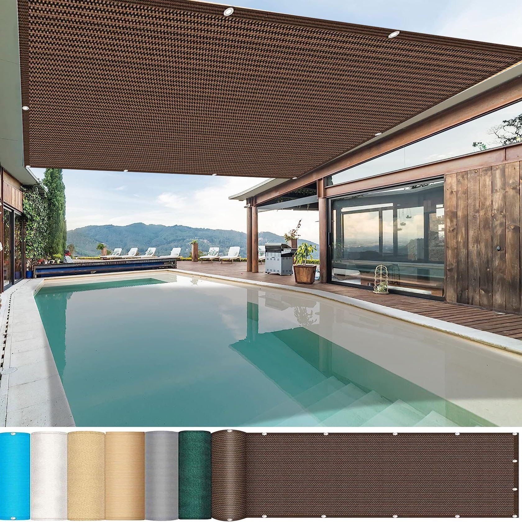 Auvent voile d'ombrage robuste 1.6 x 2.6 m en maille HDPE de haute densité marron