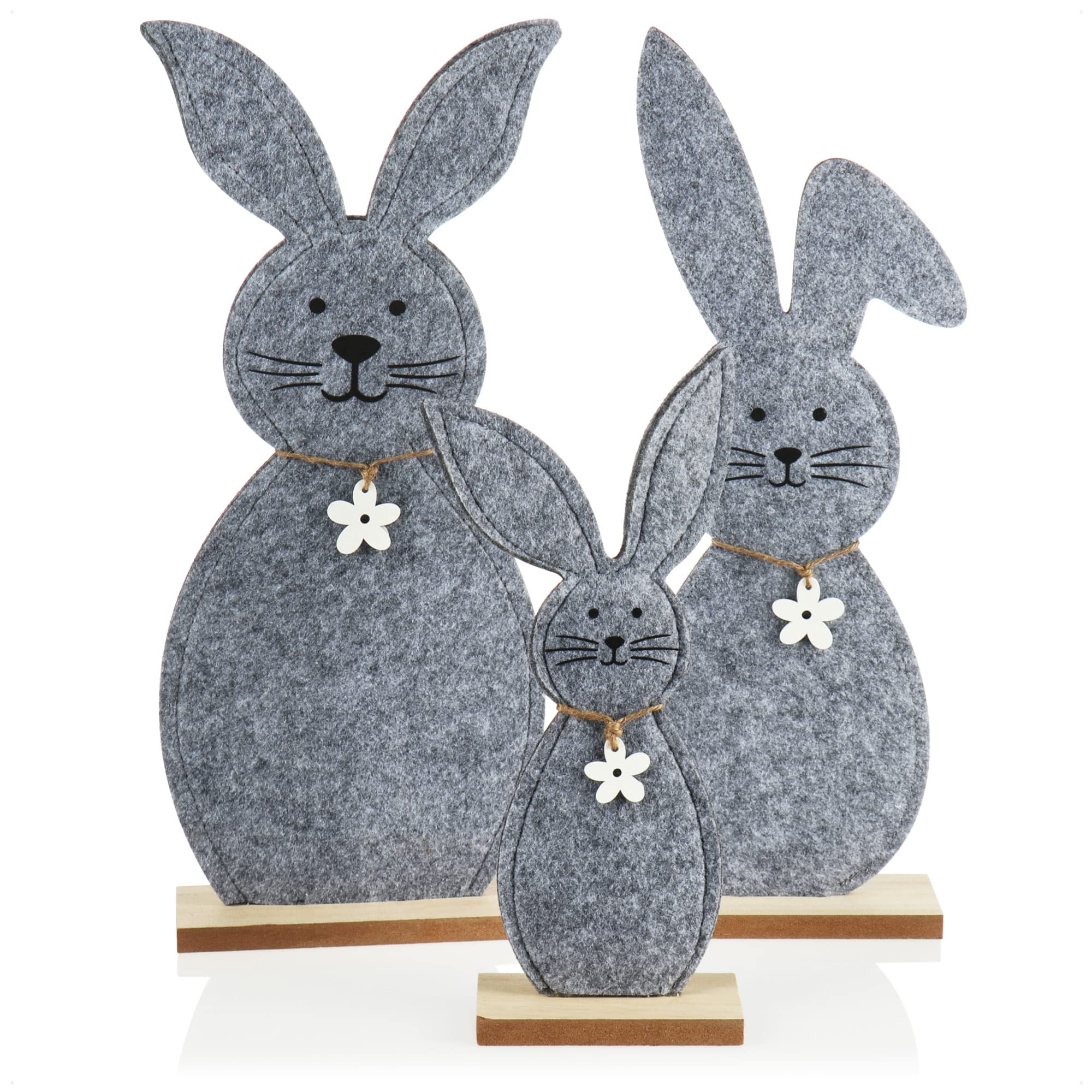 com-four® 12x Deko Aufsteller für Ostern, Niedliche Filz-Osterhasen