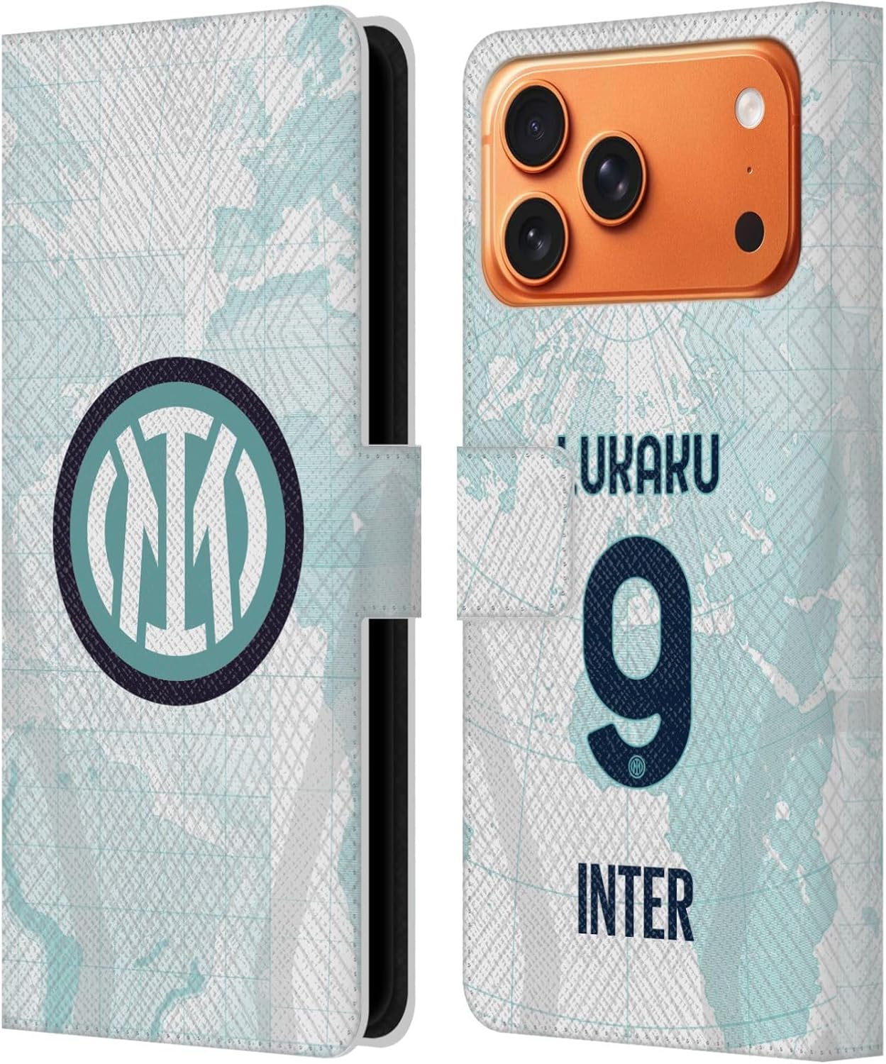 Head Case Designs Officially Licensed Inter Milan Romelu Lukaku 2022/23 Players Away Kit Leather Wallet Case Compatible with Apple iPhone 17 Pro Max