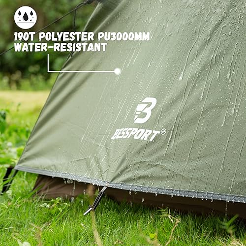 Miniatura 5 de Bessport Tienda de campaña para 2-3 personas, tienda de campaña ligera para mochileros, impermeable, resistente al viento, dos puertas, fácil