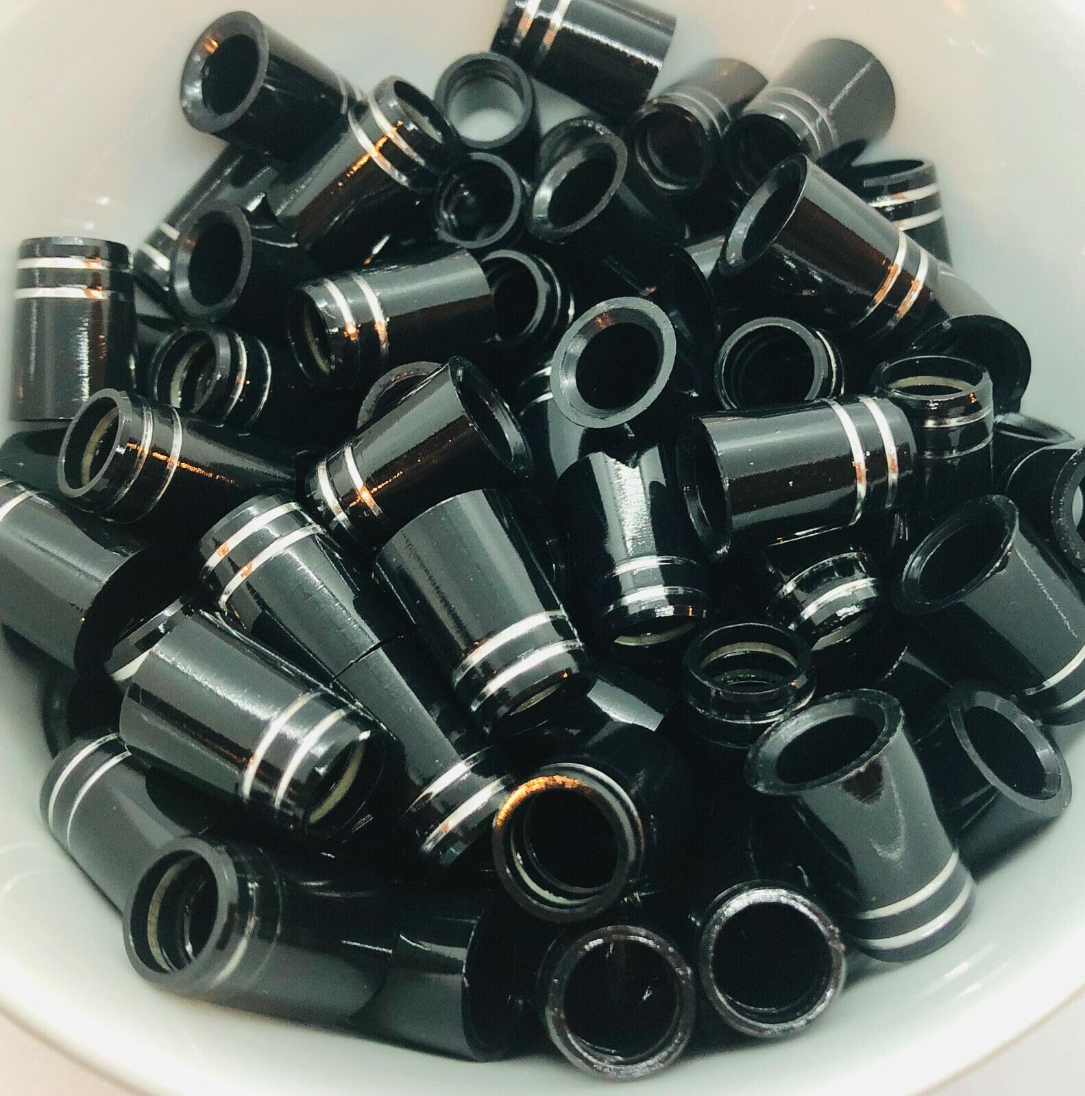 The Golf Club Trader (12) Premium Quality Iron Ferrules Black w/Double Silver Ring 0.75