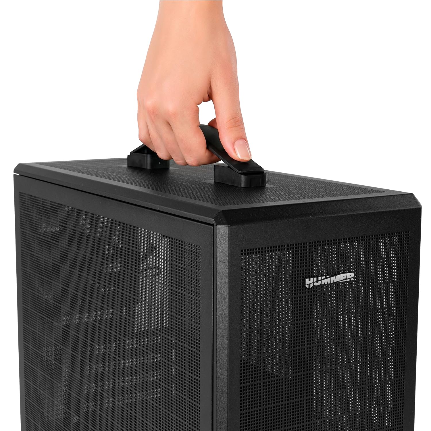 NOX Xtreme Products Hummer Refresh - Tragbares Micro ATX/ITX Mini-Tower Gehäuse, Full-Mesh-Design, inklusive 120mm PWM-Lüfter, Platz für 5 Lüfter, USB-C und 3.0, Schwarz