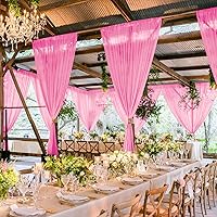 Vista 6 de MODFUNS Cortinas de Arco de Boda de Tela Rosa Drapeado de Techo 2 Paneles 5x20 Pies Cortinas de Gasa para Telón de Fondo Cortina Transparente