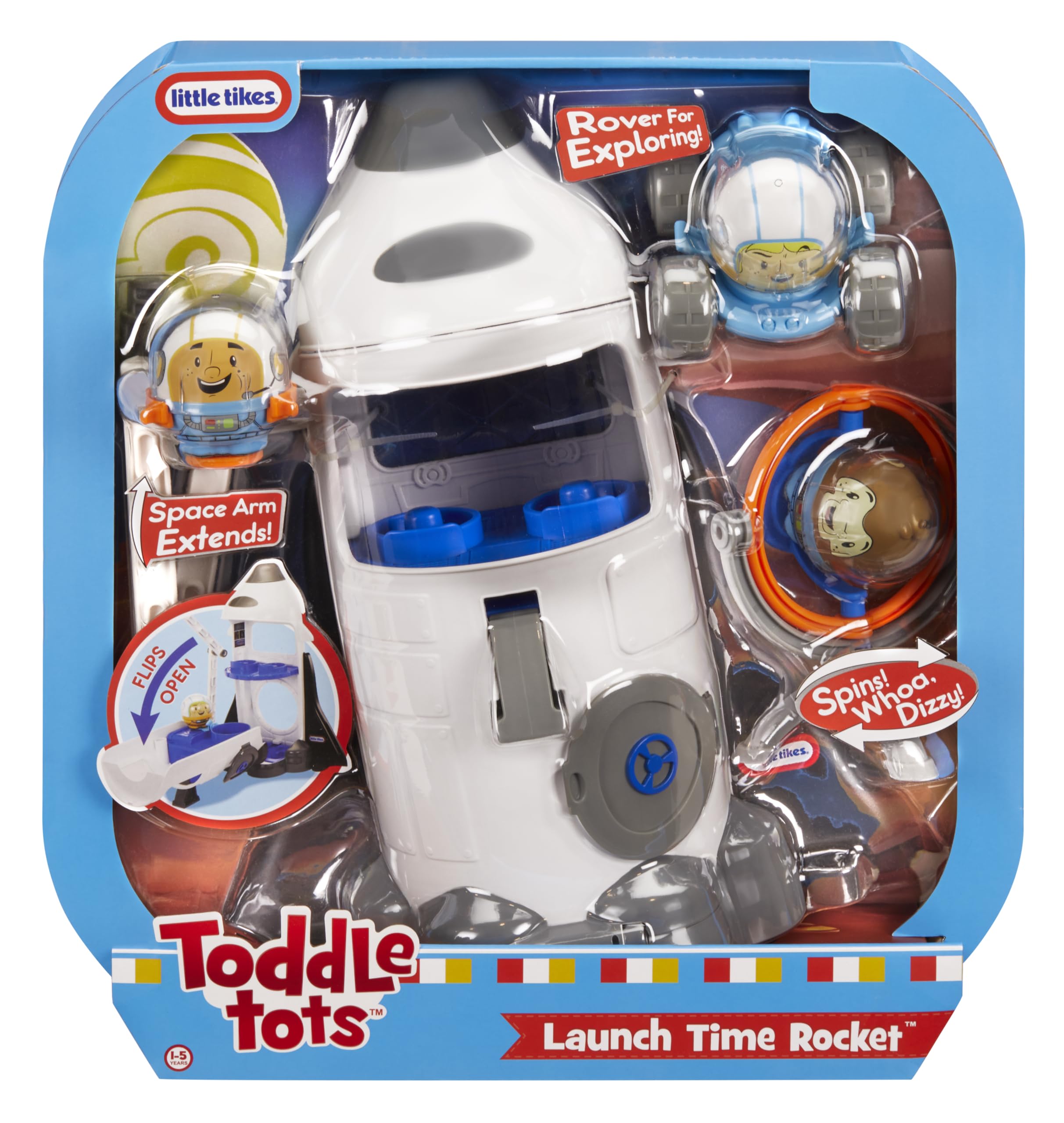 Little Tikes Toddle Tots Launch Time Rocket - Set da Gioco per Bambini - Razzo Spaziale e 3 Personaggi - Idea Regalo e Giocattolo Adatto a Bambini e Ragazzi età 1-5 Anni