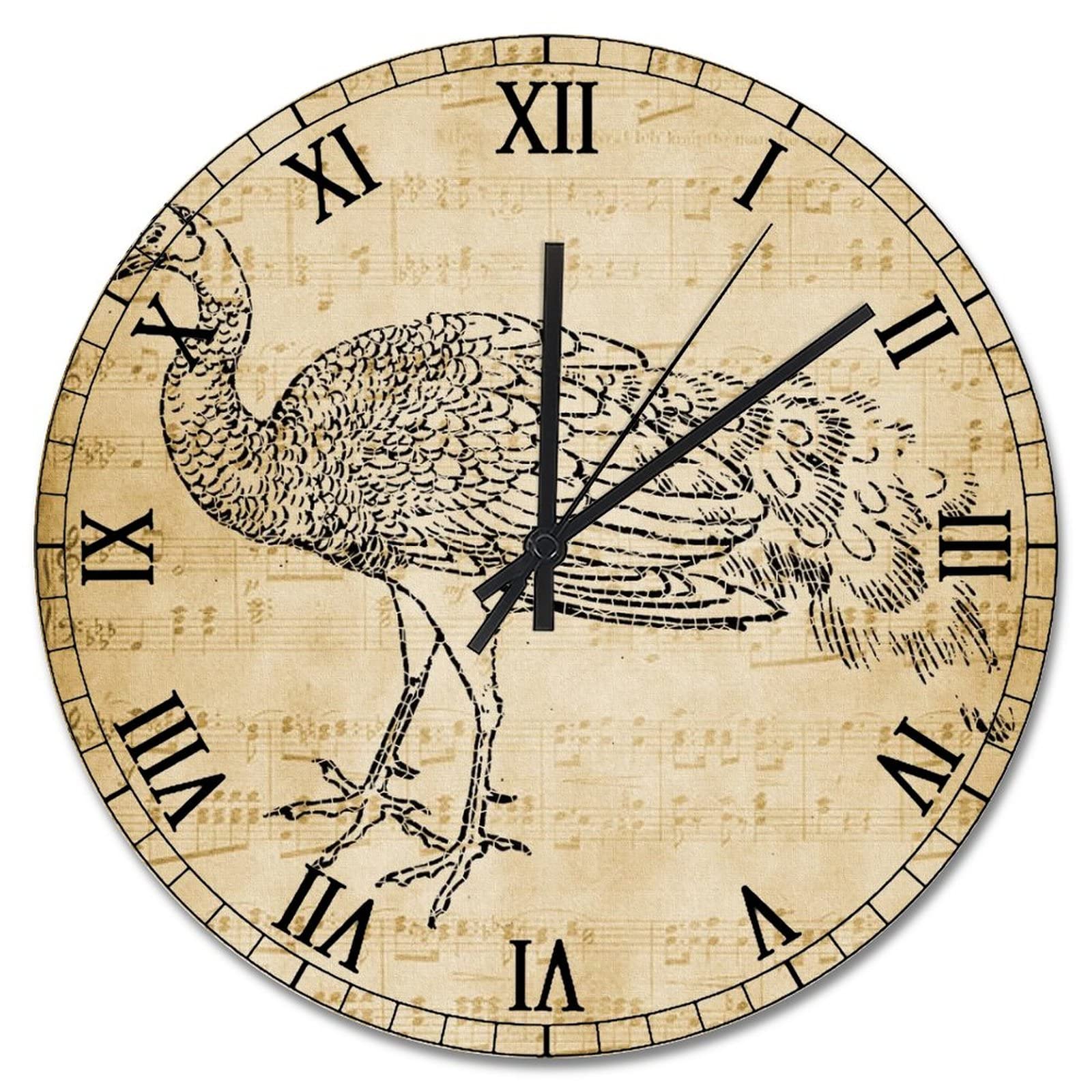 Horloge murale paon 38cm au mécanisme silencieux pour salon