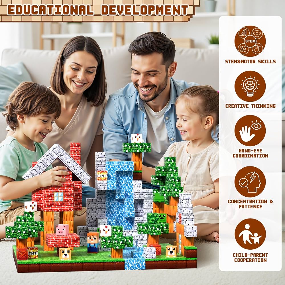XUNIVERS Construction Magnétique – 100 Pièces Cubes Magnétiques – Jouet Éducatif 3-10 Ans – ABS