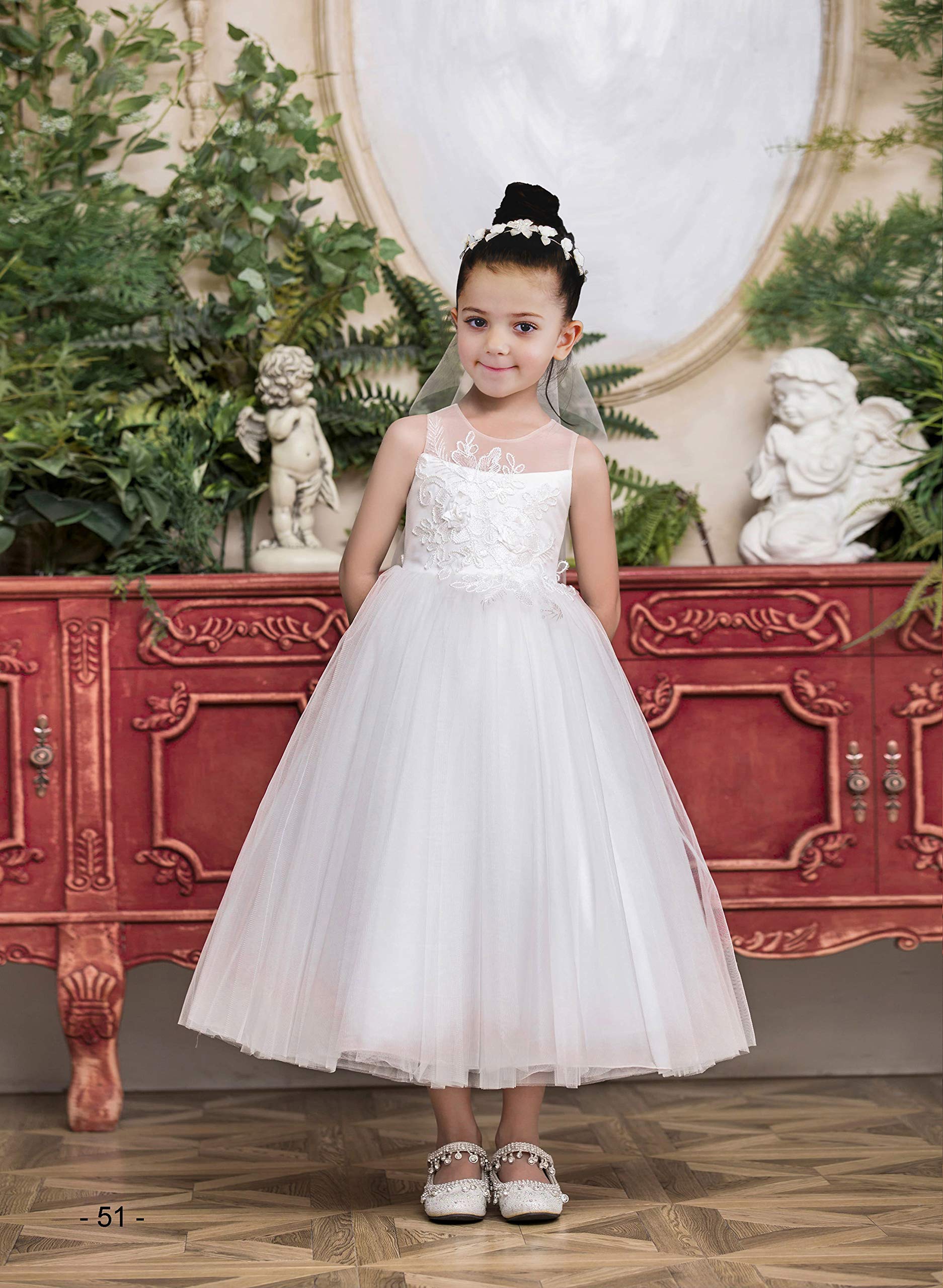 open lace back dress Princess Daliana Girls’ Lace Gown