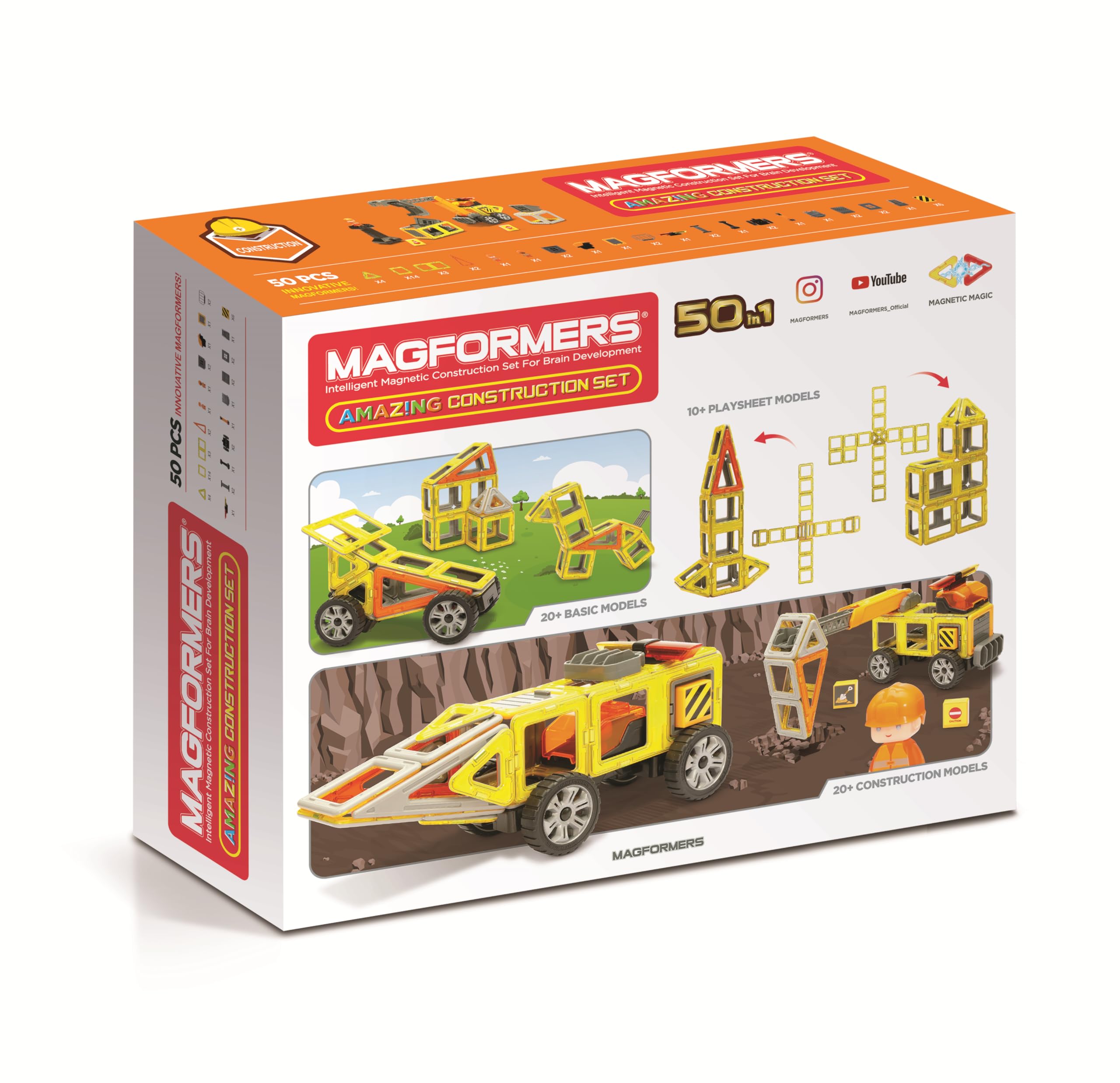 MAGFORMERS Amazing Construction Set 50T, Multicolore, 278-57