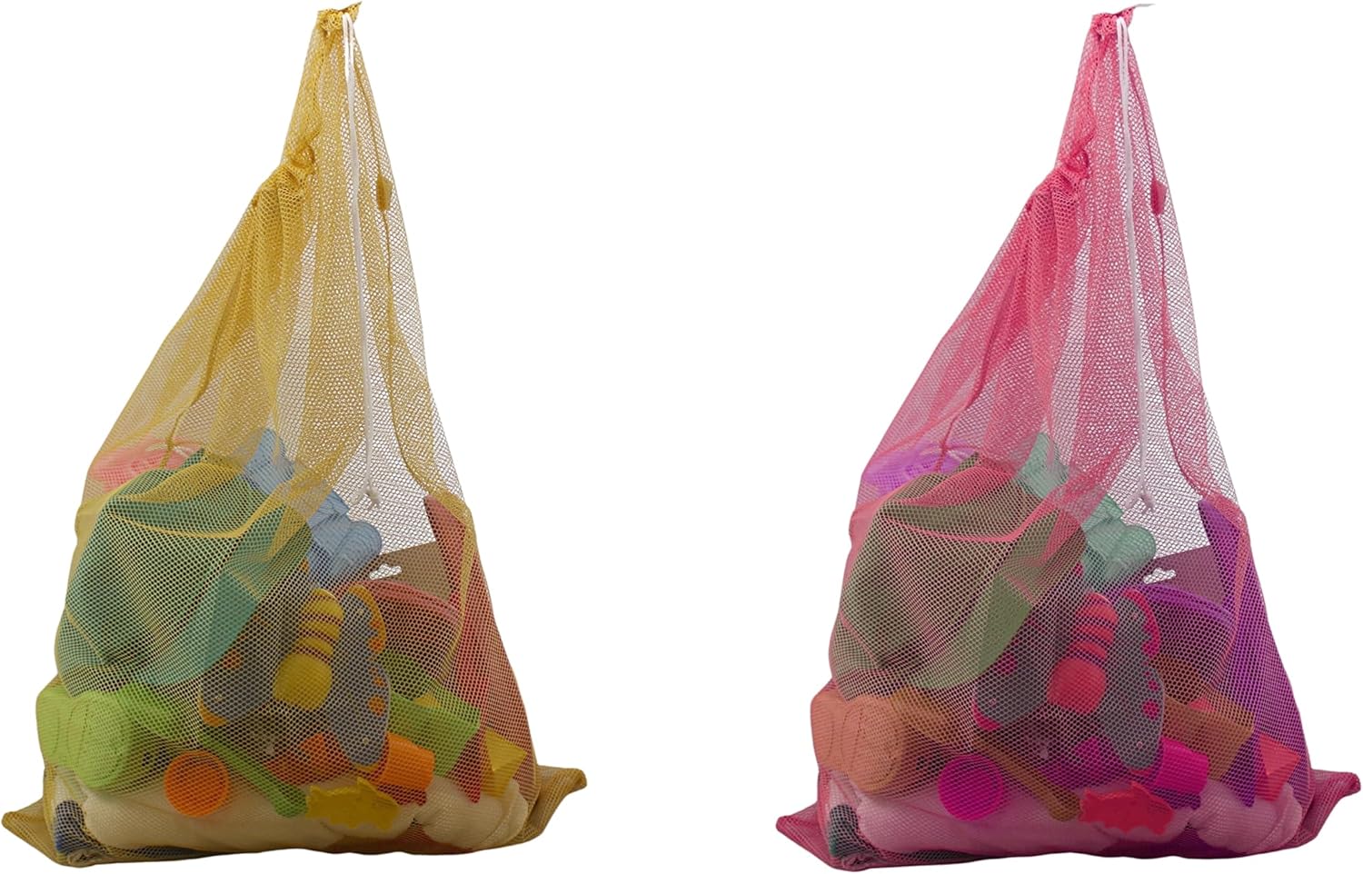 Dependable Industries 2-Pack Mesh Laundry Bags: Organize Clothes, Drawstring Closure; Random Color Assortment, Durable Polyester, 22″ x 29″, for Laundry, Sports Gear, Beach Items