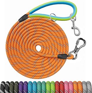 NTR Long Leash, 15 FT Dog Check Cord with 2 Swivel Hooks and Comfortable Padded Handle for Dog Leash for Small Medium and Large Dogs Walking Training Hiking Camping Playing