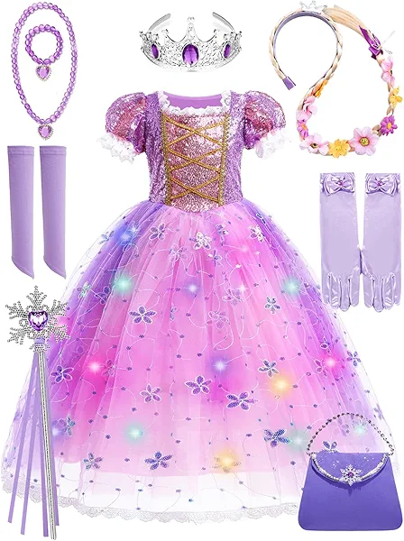 YZNlife Princess Dresses for Girls Light Up Princess Costume for Little Girls, Halloween Costumes Birthday dress for girls
