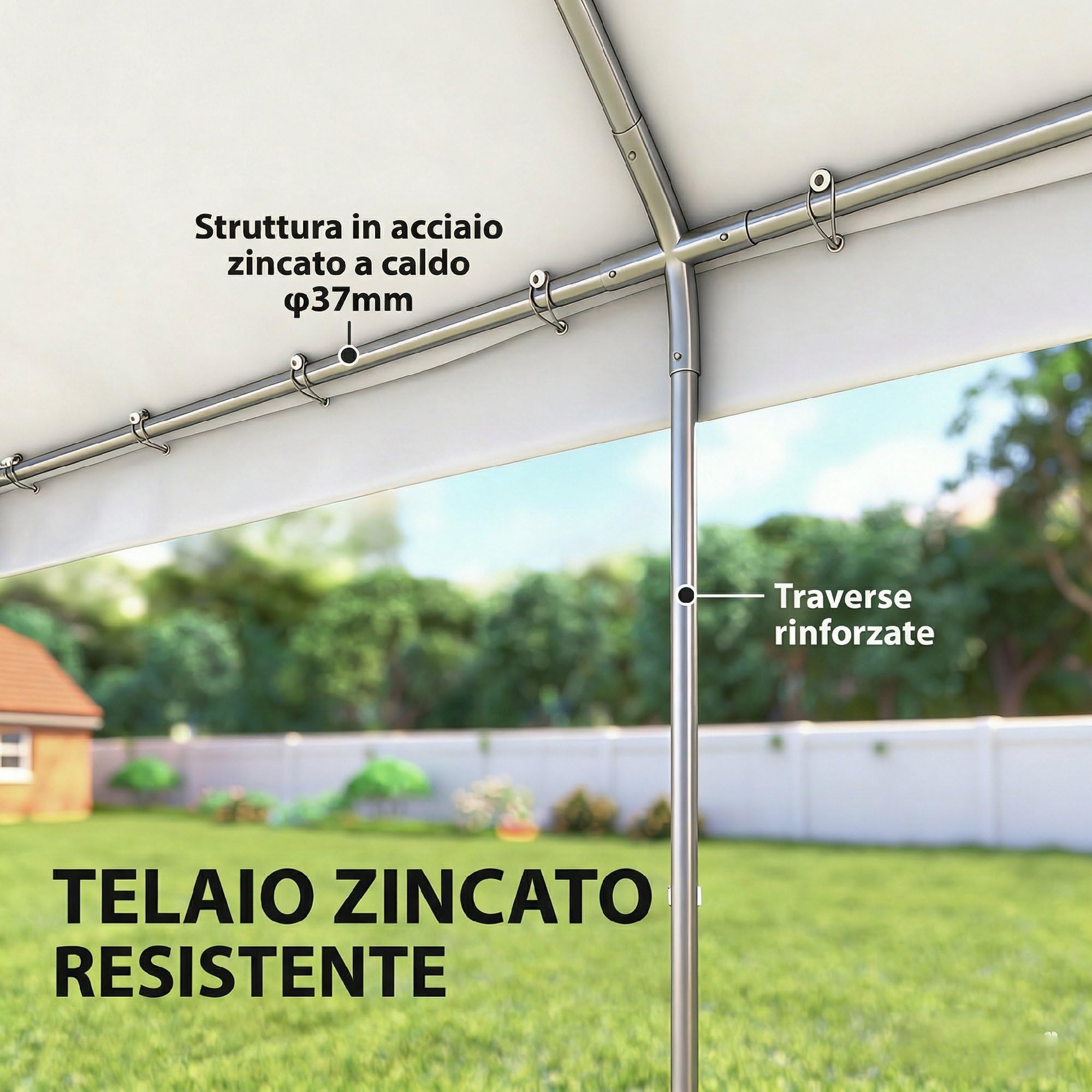Outsunny Tendone per Feste 4x6 m con Pareti Laterali, Gazebo da Giardino in Acciaio Zincato a Caldo con 2 Porte a Cerniera, 6 Finestre, Corde, Gazebo da Esterno per Matrimoni Eventi, UV30+, Bianco
