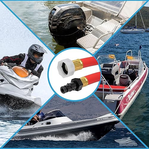 Miniatura 3 de Seaworks Kit adaptador de manguera de descarga para Yamaha Waverunner Jet Ski PWC, rojo