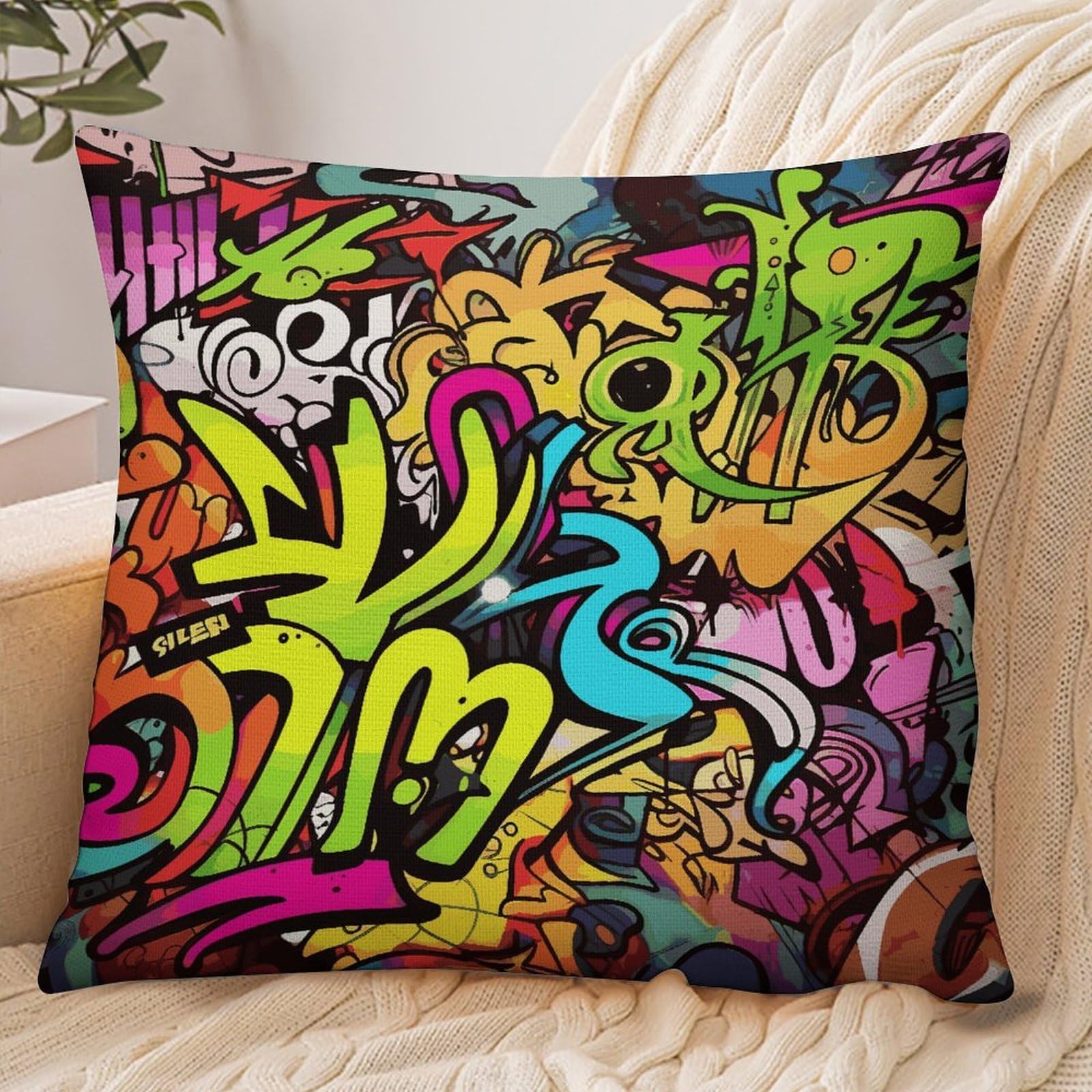 Fekiloot Style Graffiti Drawing Pillowcase Pillow Sham Pillow Case
