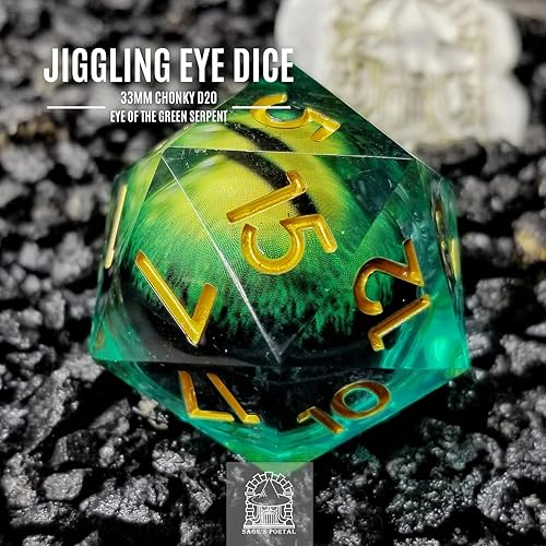 Miniatura 9 de Sage's Portal Dados de ojos de núcleo líquido de 1.299 in D20 con núcleo de vidrio para DND Dungeons and Dragons Pathfinder RPG TTRPG (Eye of The