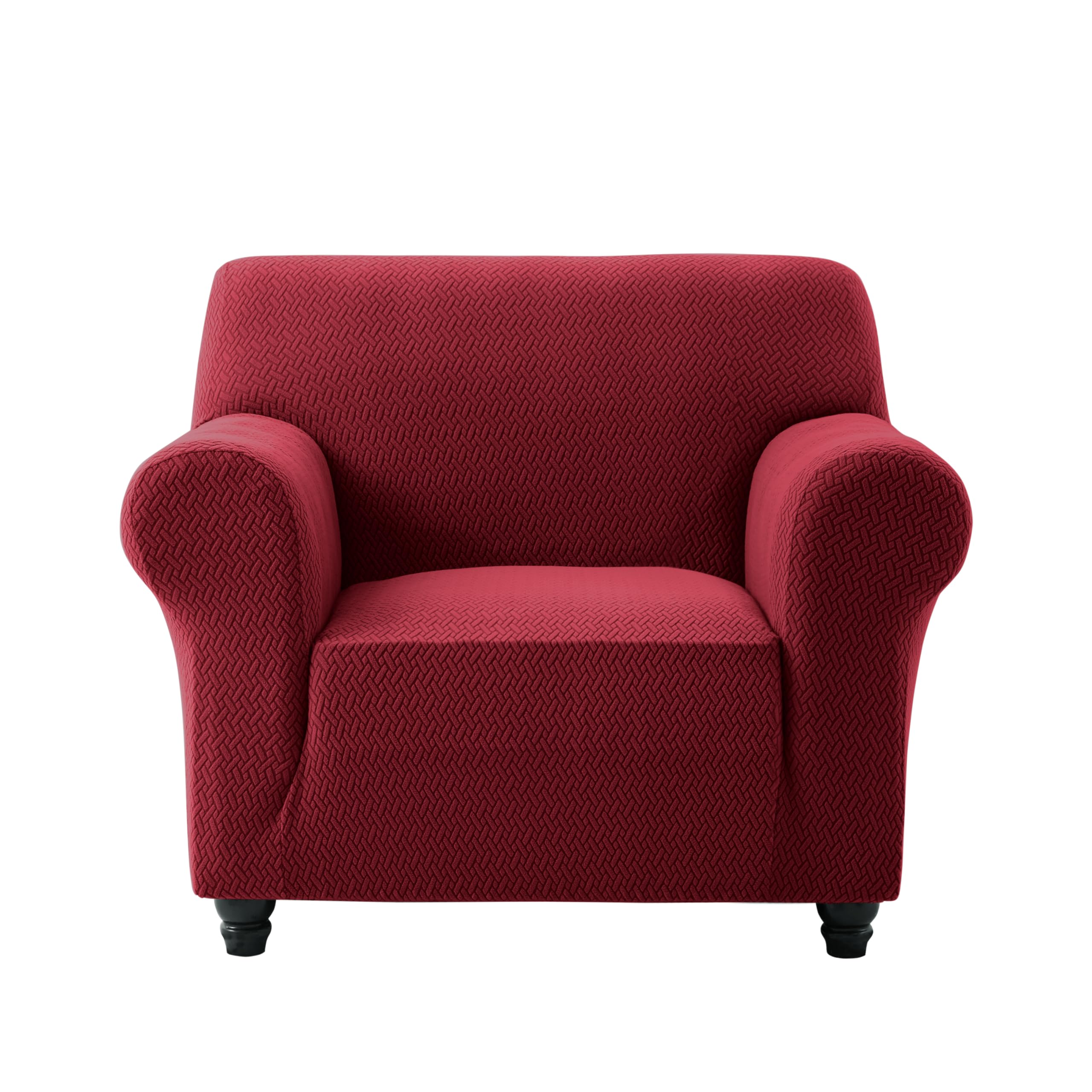 AMEHA High Stretch Sofa Cover Elastic Fit Chair Covers Non Slip Slipcovers Spandex T Shape Couch Armchair Cover Furniture Protector - 1 Seater, Wine Red