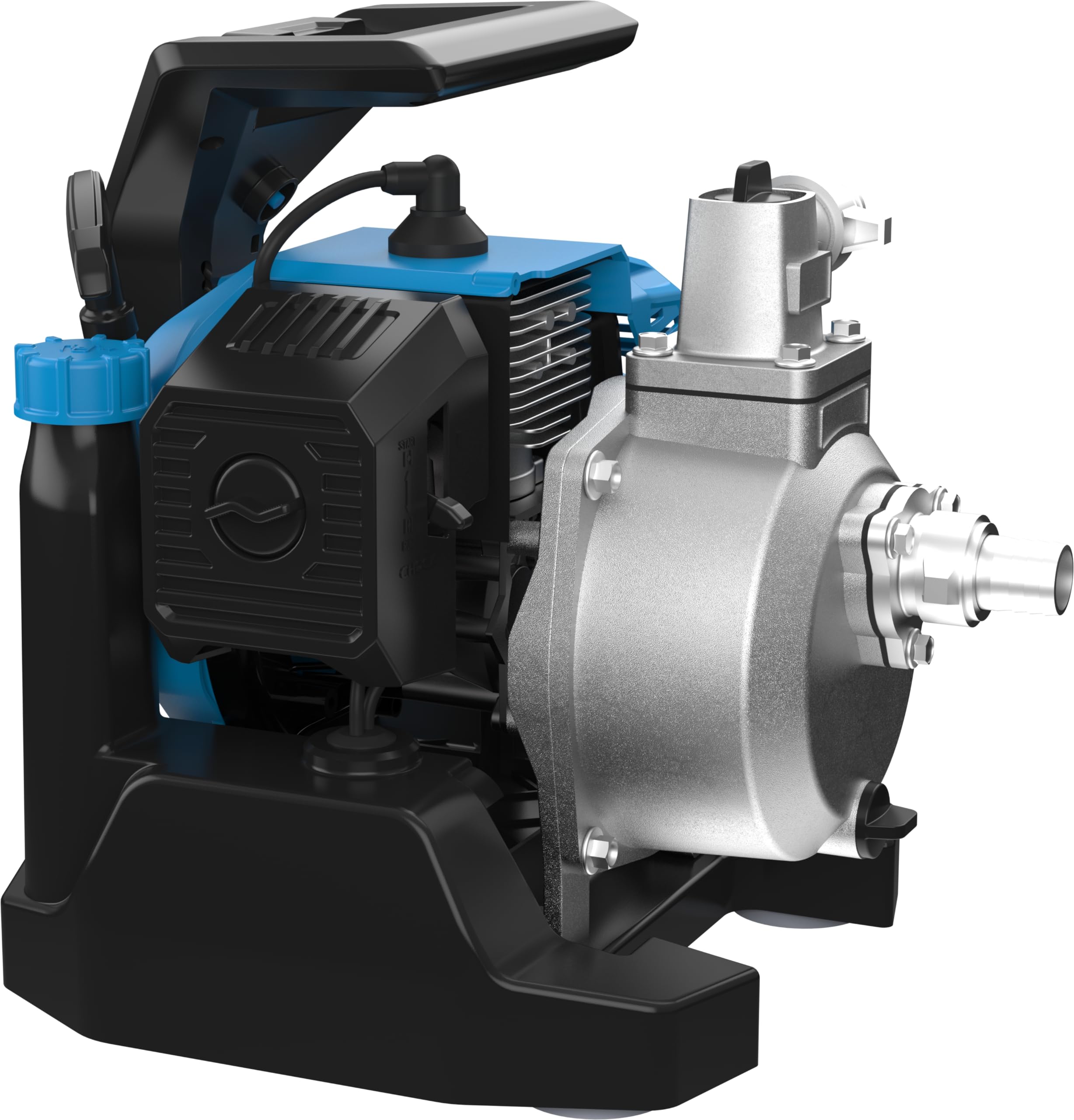 Güde Motorpumpe GMP 7.21 (2-Takt-Motor, 1,45/2 (kW/PS), 52 cm³ Hubraum, 7000 l/h Fördervolumen, 24 m max. Förderhöhe, 8 m max. Ansaughöhe, Pumpengehäuse und Laufrad aus Aluminium-Druckguss)