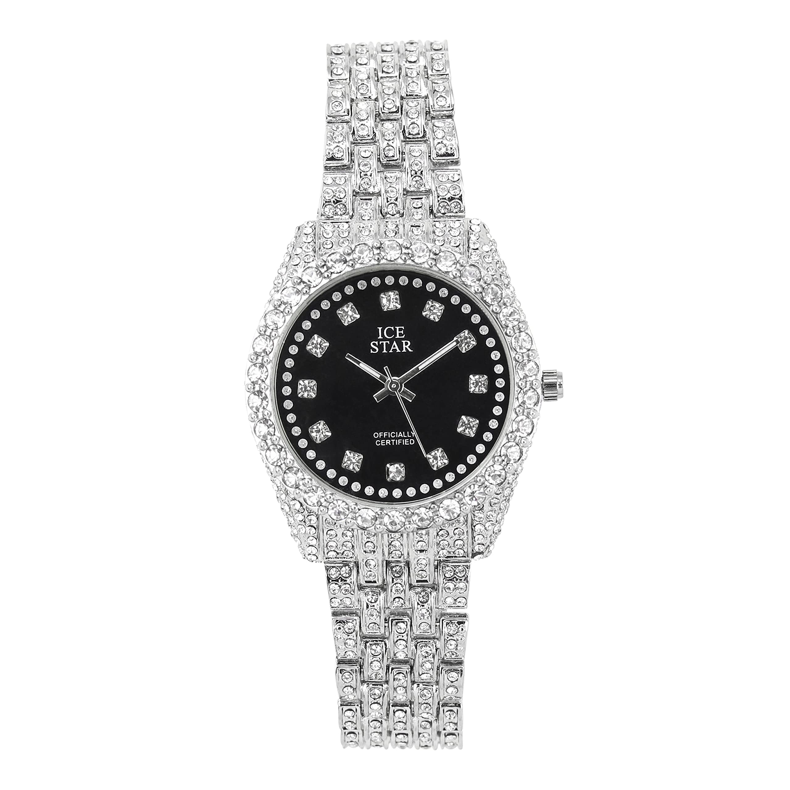 Techno Pave Women's 32mm Iced Out Sleek Diamond Dial Watch